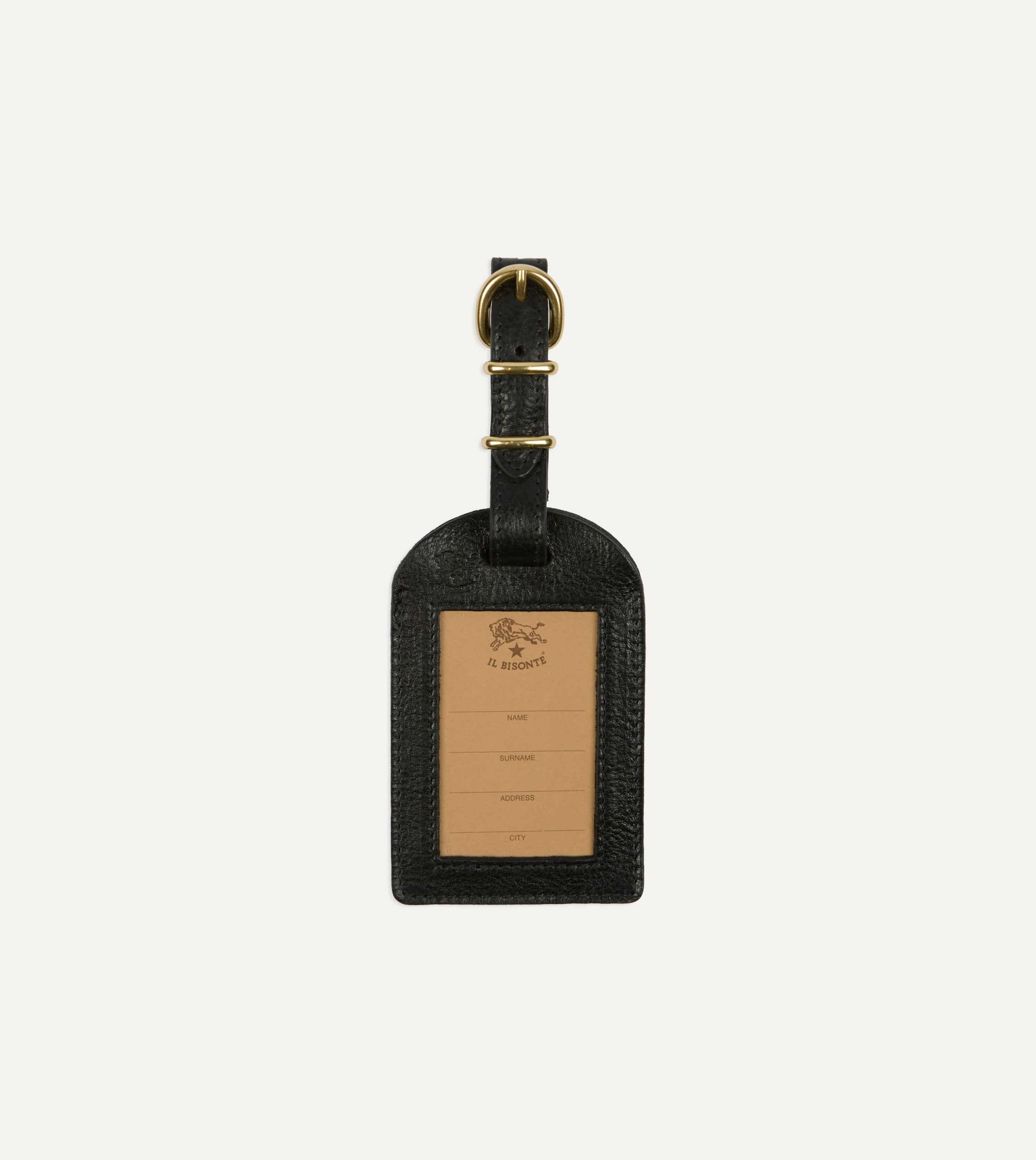 Il Bisonte Black Leather Luggage Tag - Image 2