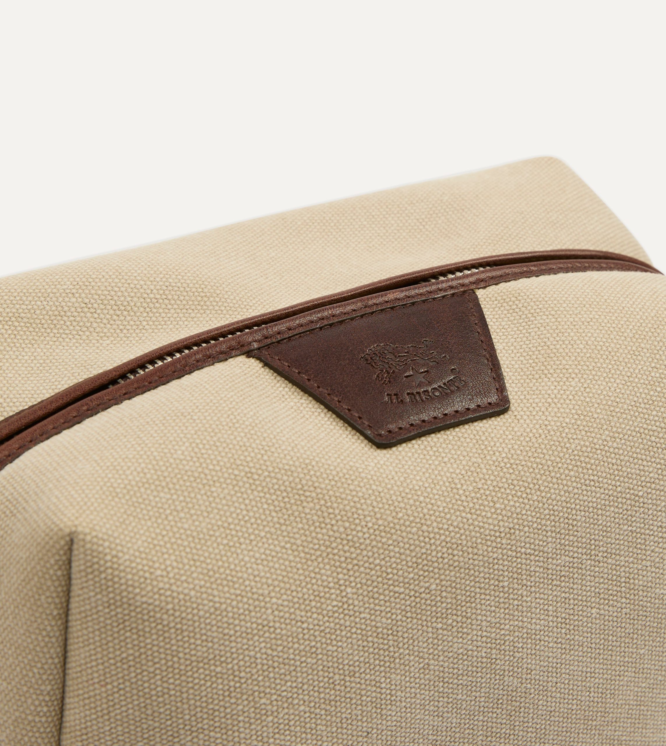 Il Bisonte Canvas and Leather Wash Bag - Image 2
