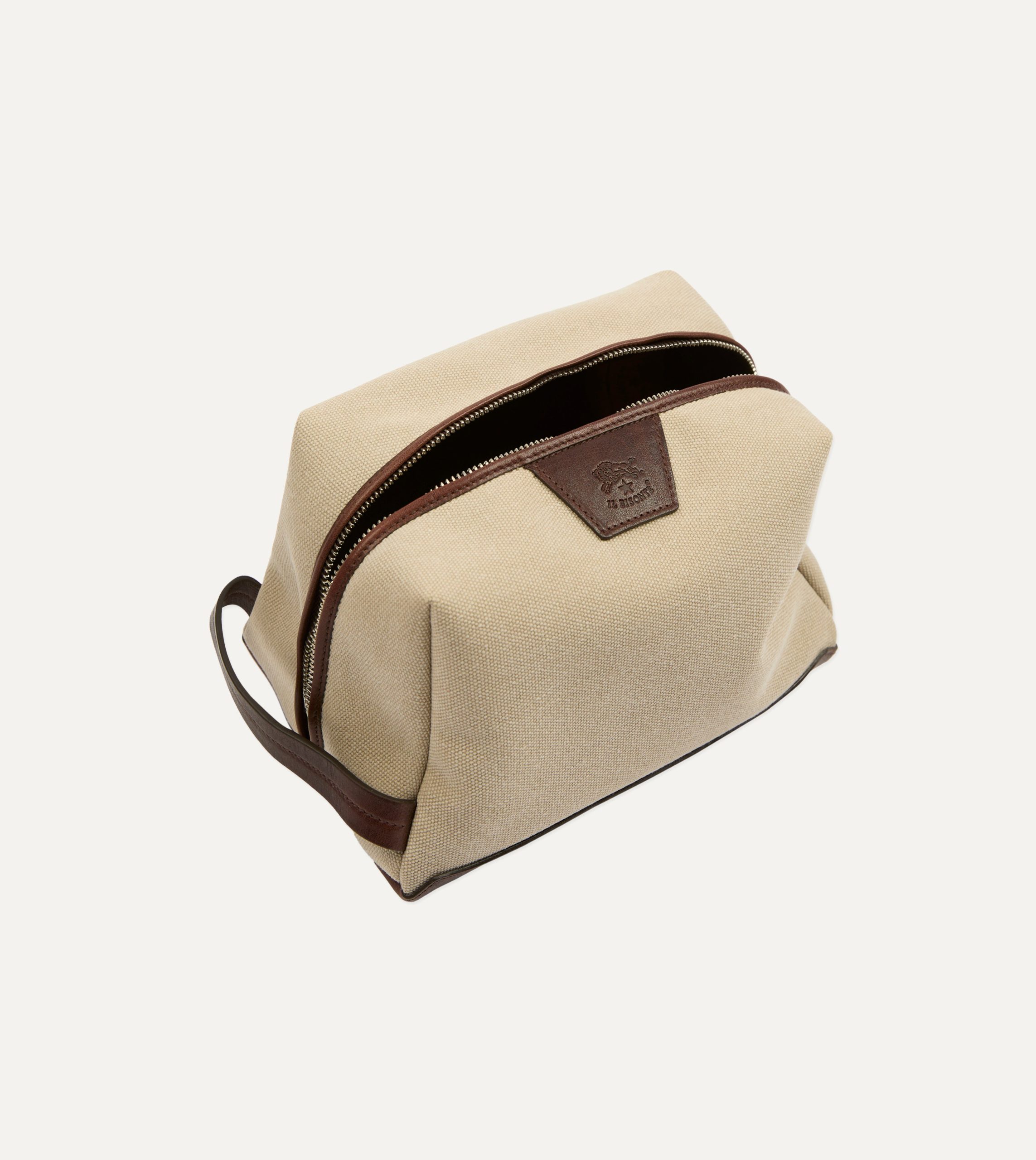 Il Bisonte Canvas and Leather Wash Bag - Image 4
