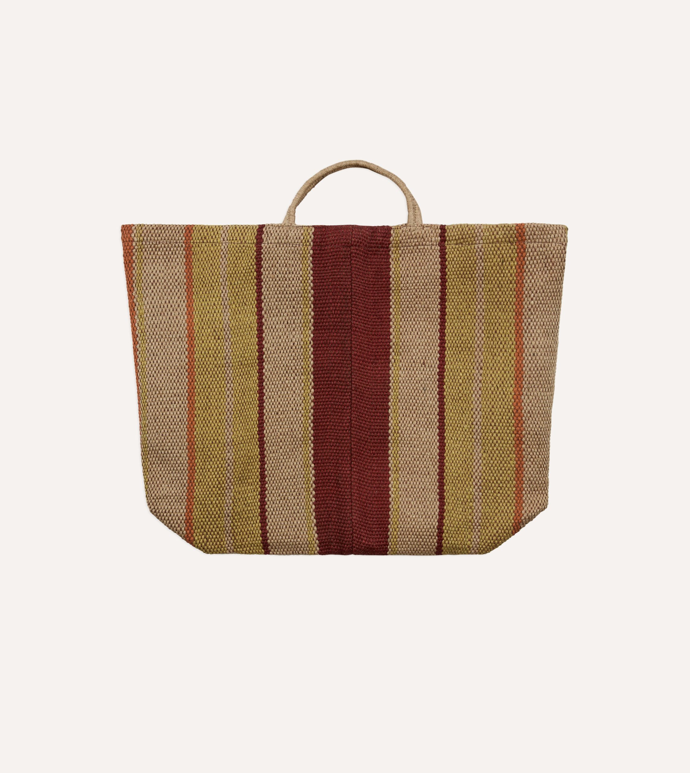 Red. Orange and Yellow Maison Bengal Extra Large Jute Poresh Tote Bag - Image 5