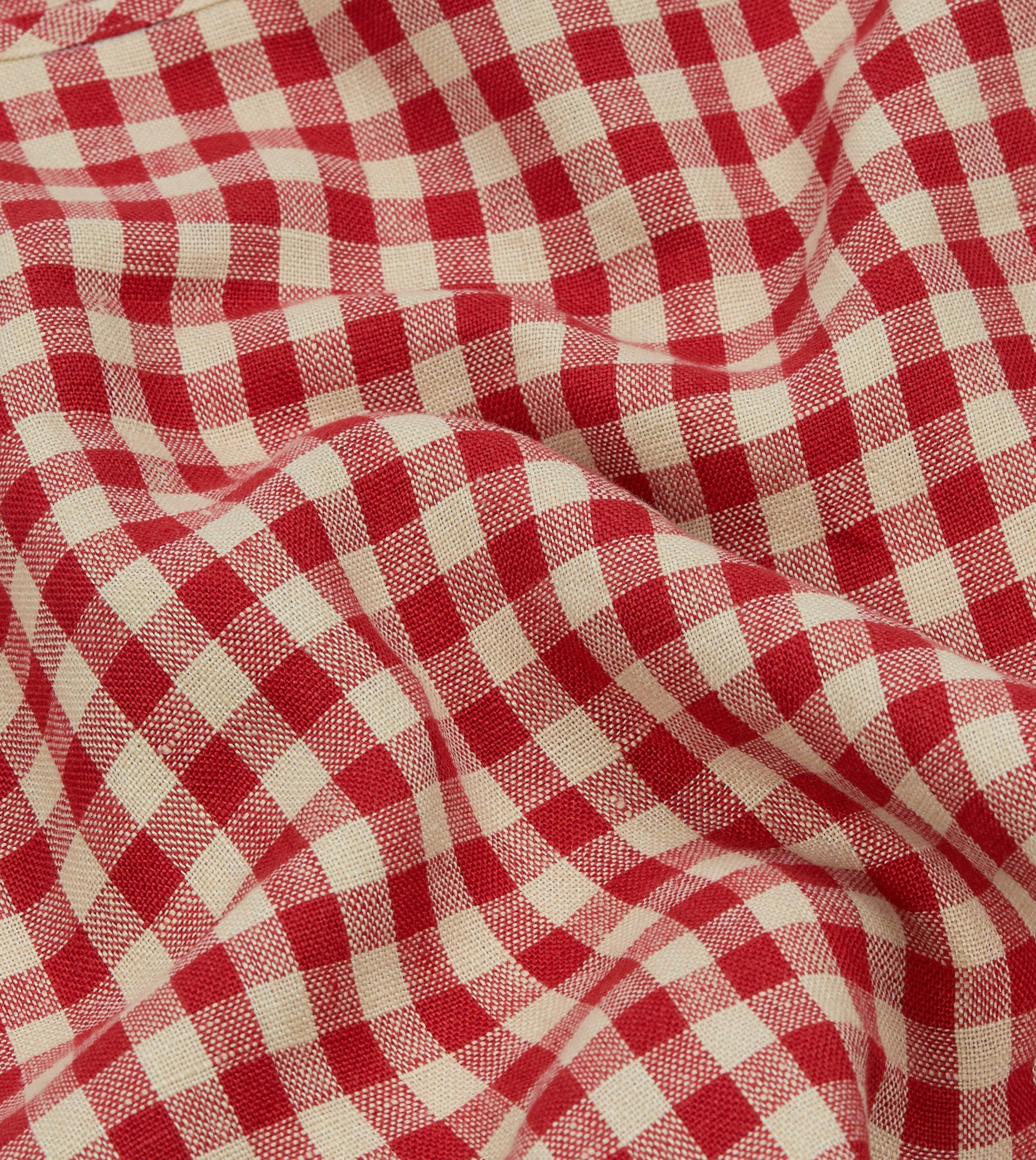 Red Gingham Check Linen Market Tote Bag - Image 2