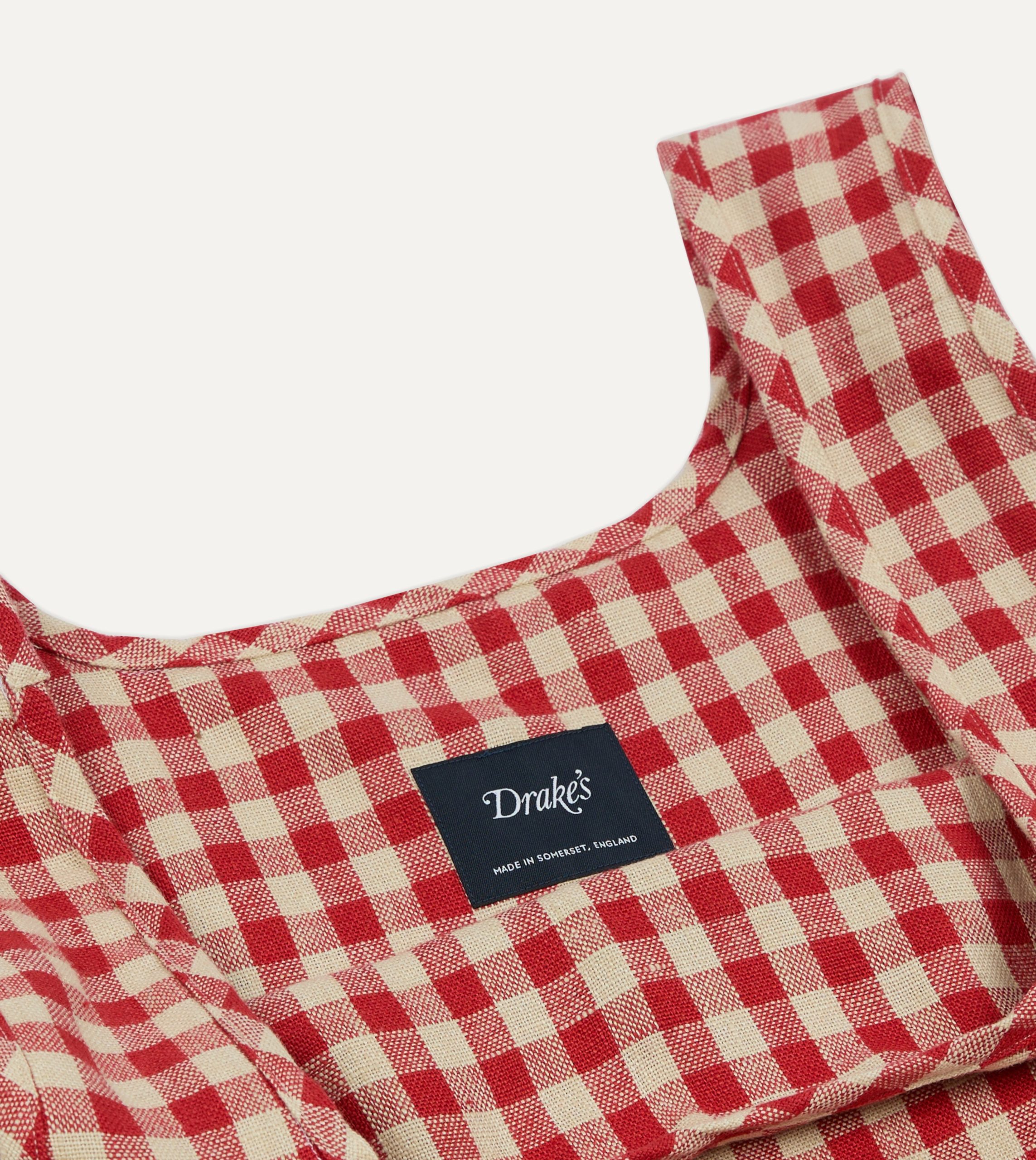 Red Gingham Check Linen Market Tote Bag - Image 4