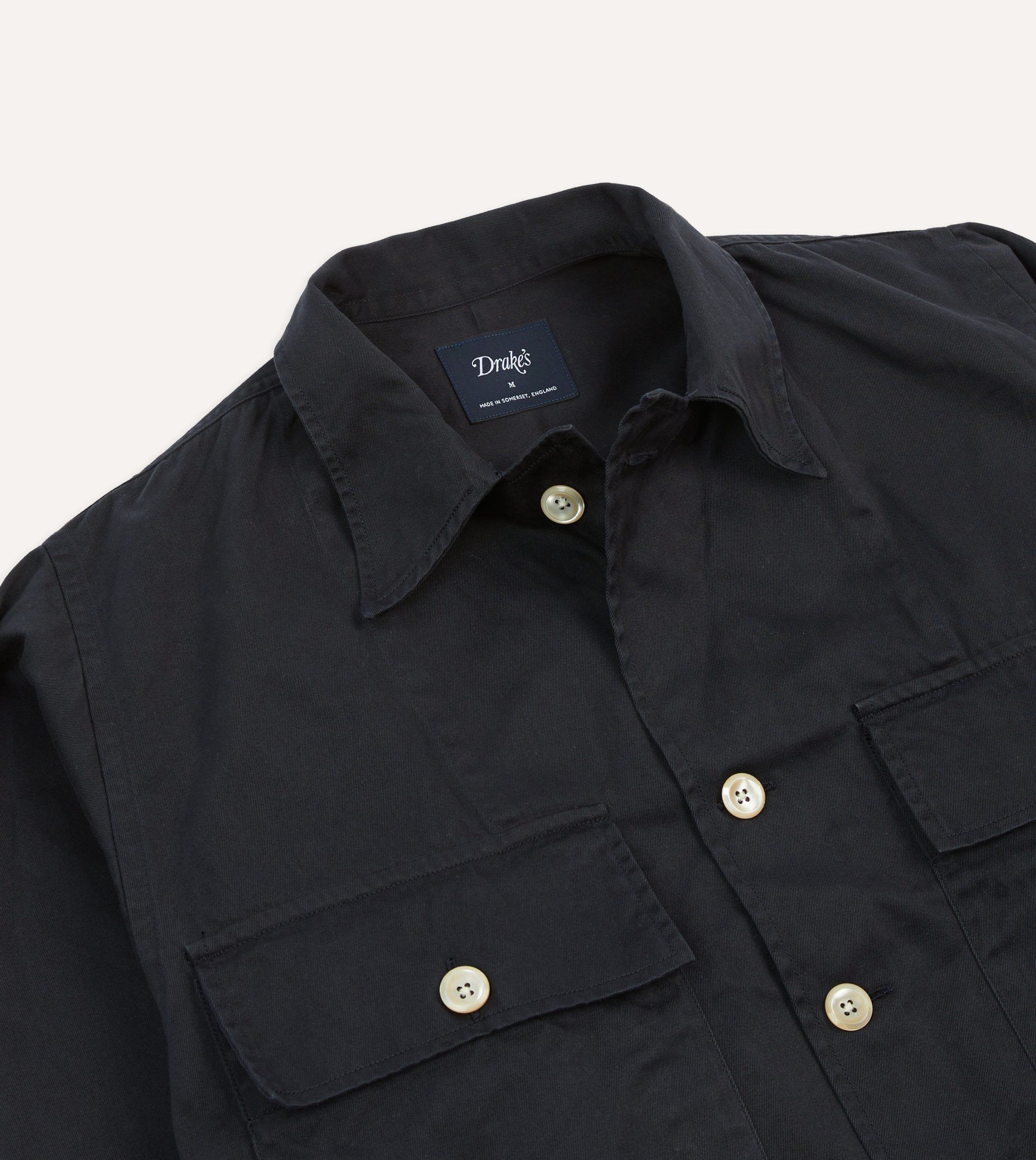 Navy Cotton Military Overshirt - Image 3