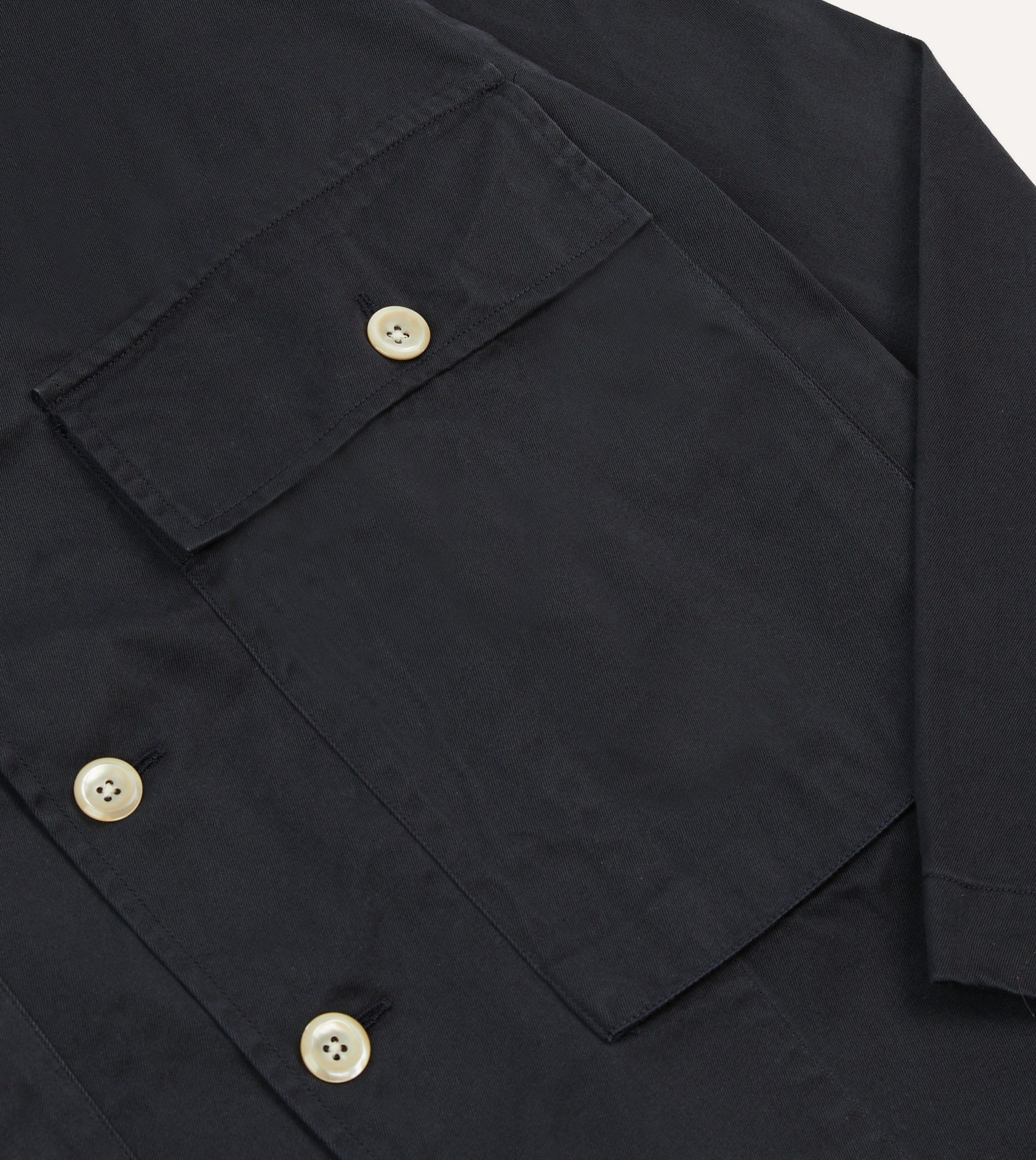 Navy Cotton Military Overshirt - Image 4
