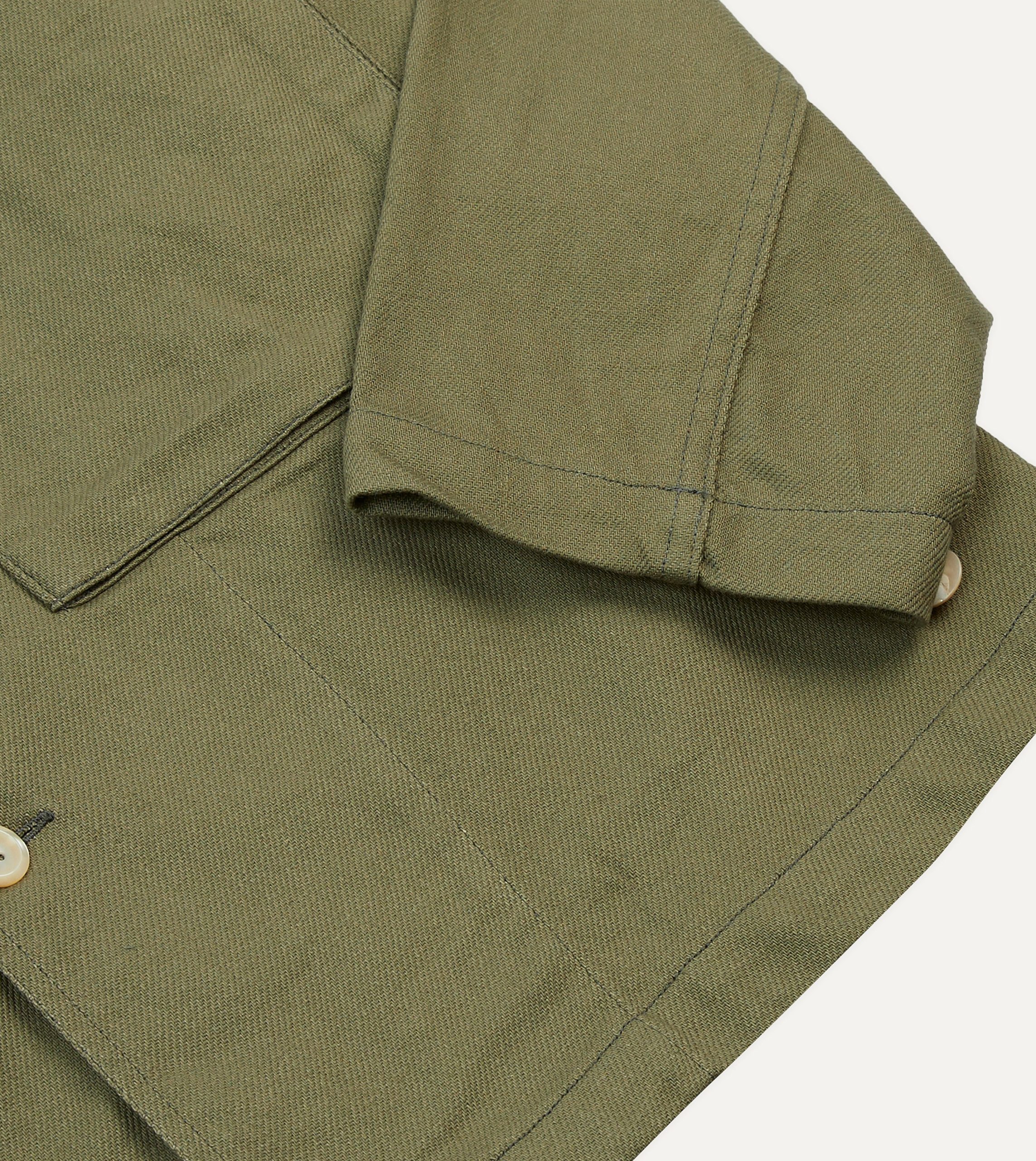 Green Cotton Twill Military Overshirt - Image 5