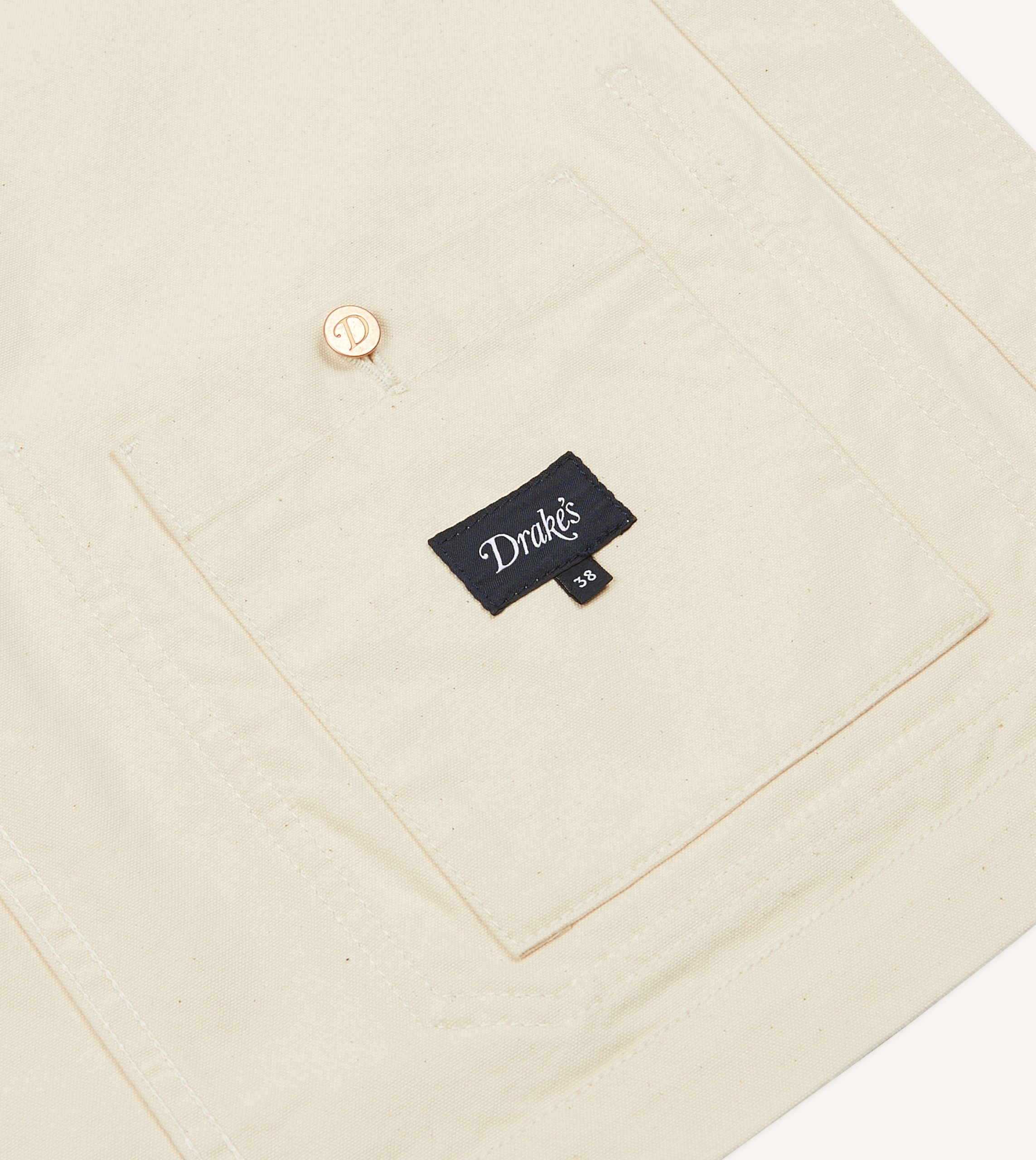 Ecru Cotton Duck Canvas Five-Pocket Chore Jacket - Image 7