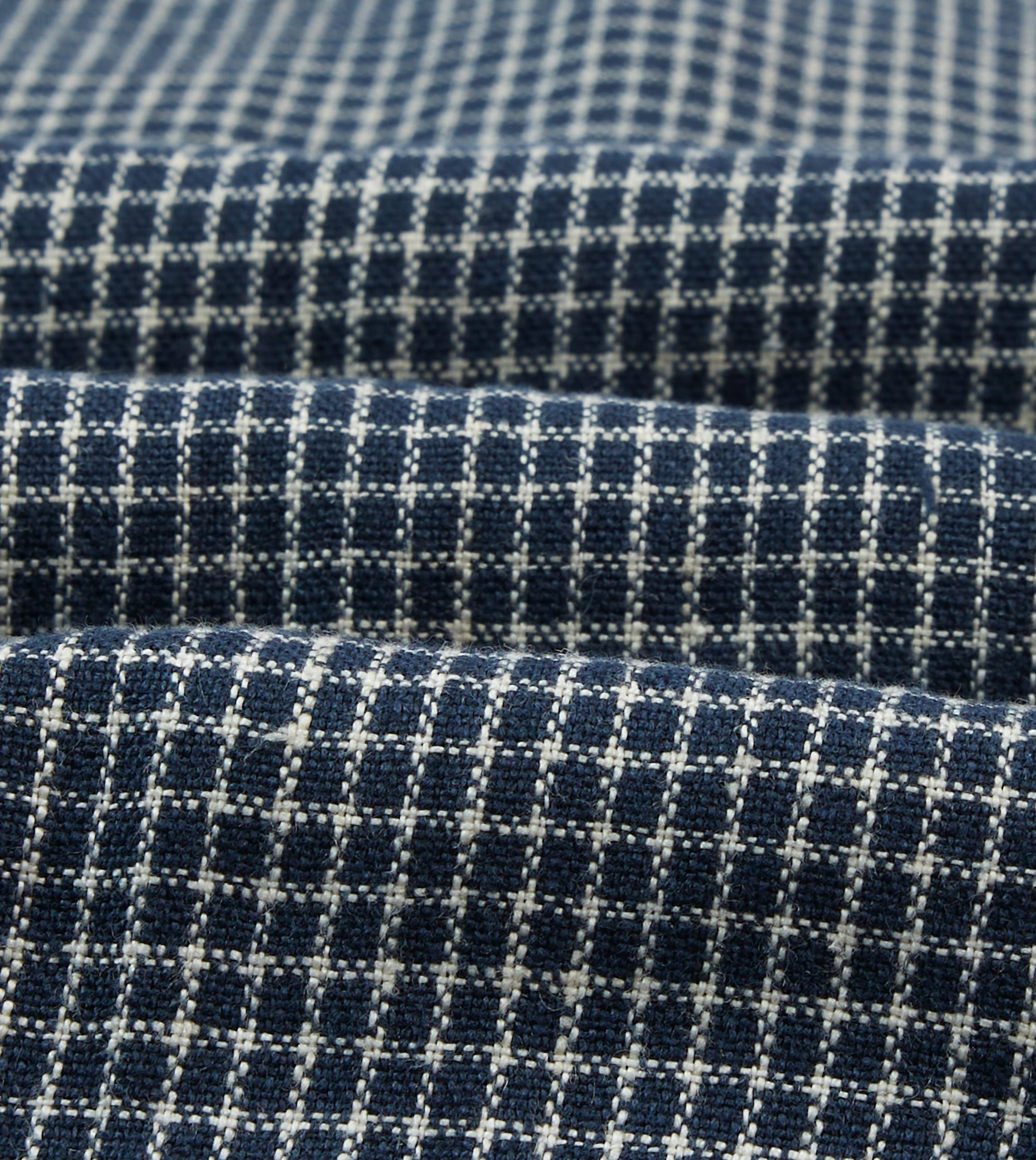 St. JOHN by Drake's Navy Check Linen Fatigue Jacket - Image 2
