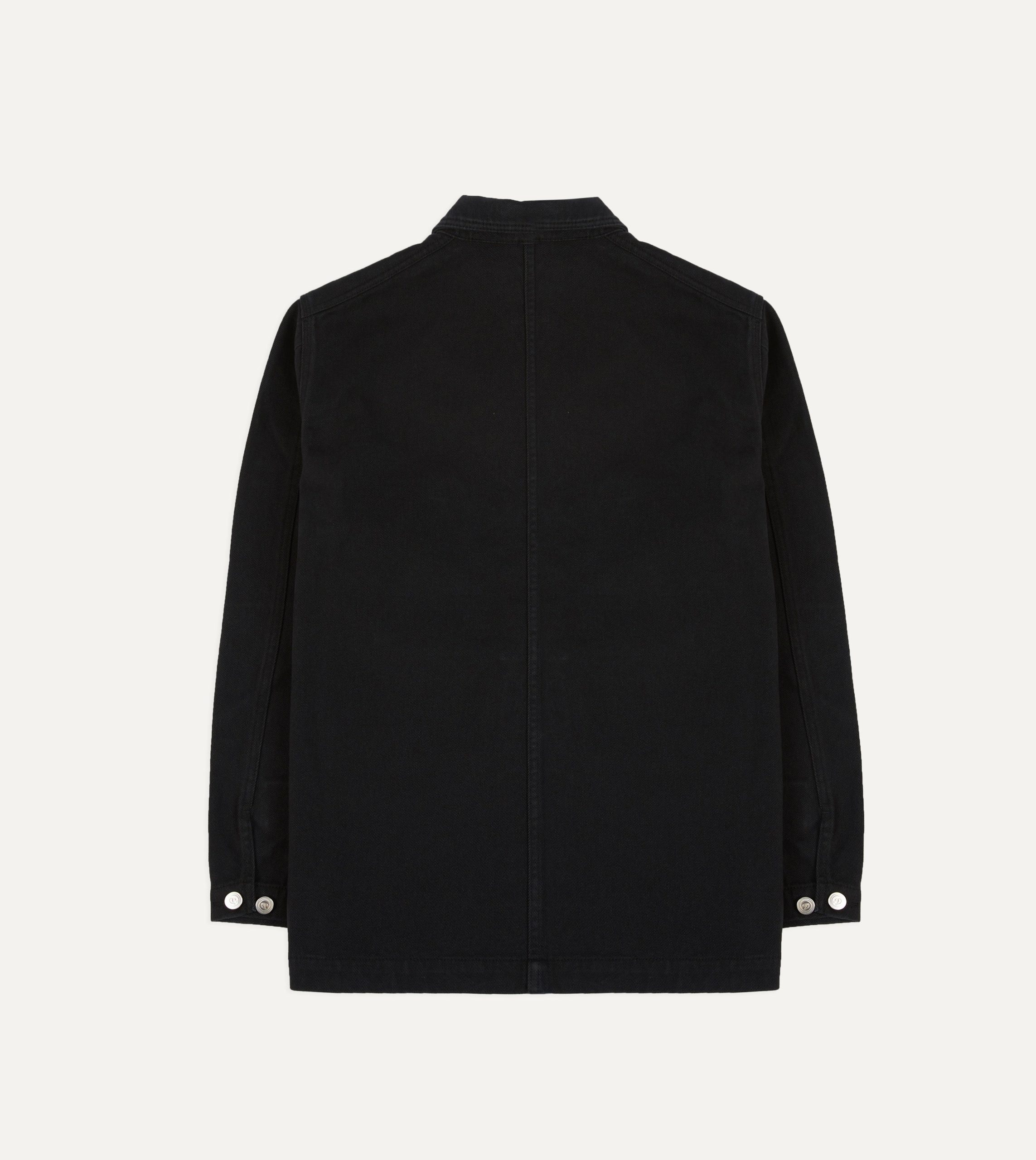 Black Heavy Twill Cotton Five-Pocket Chore Jacket - Image 8