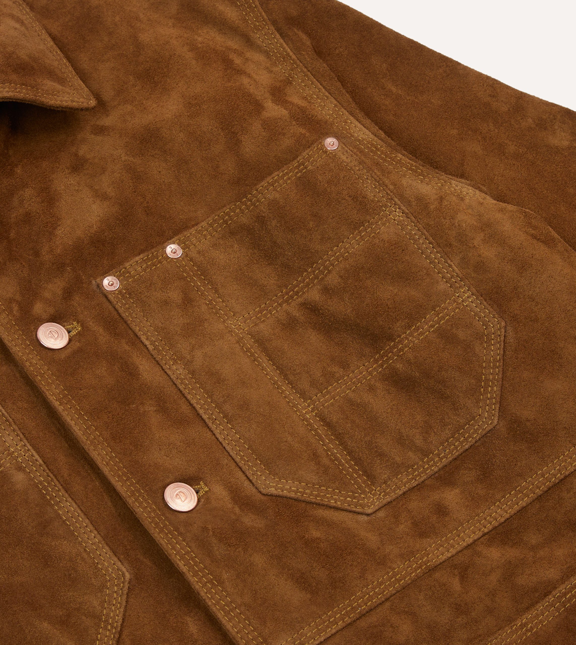 Tobacco Suede Blanket Lined Welder Jacket - Image 4