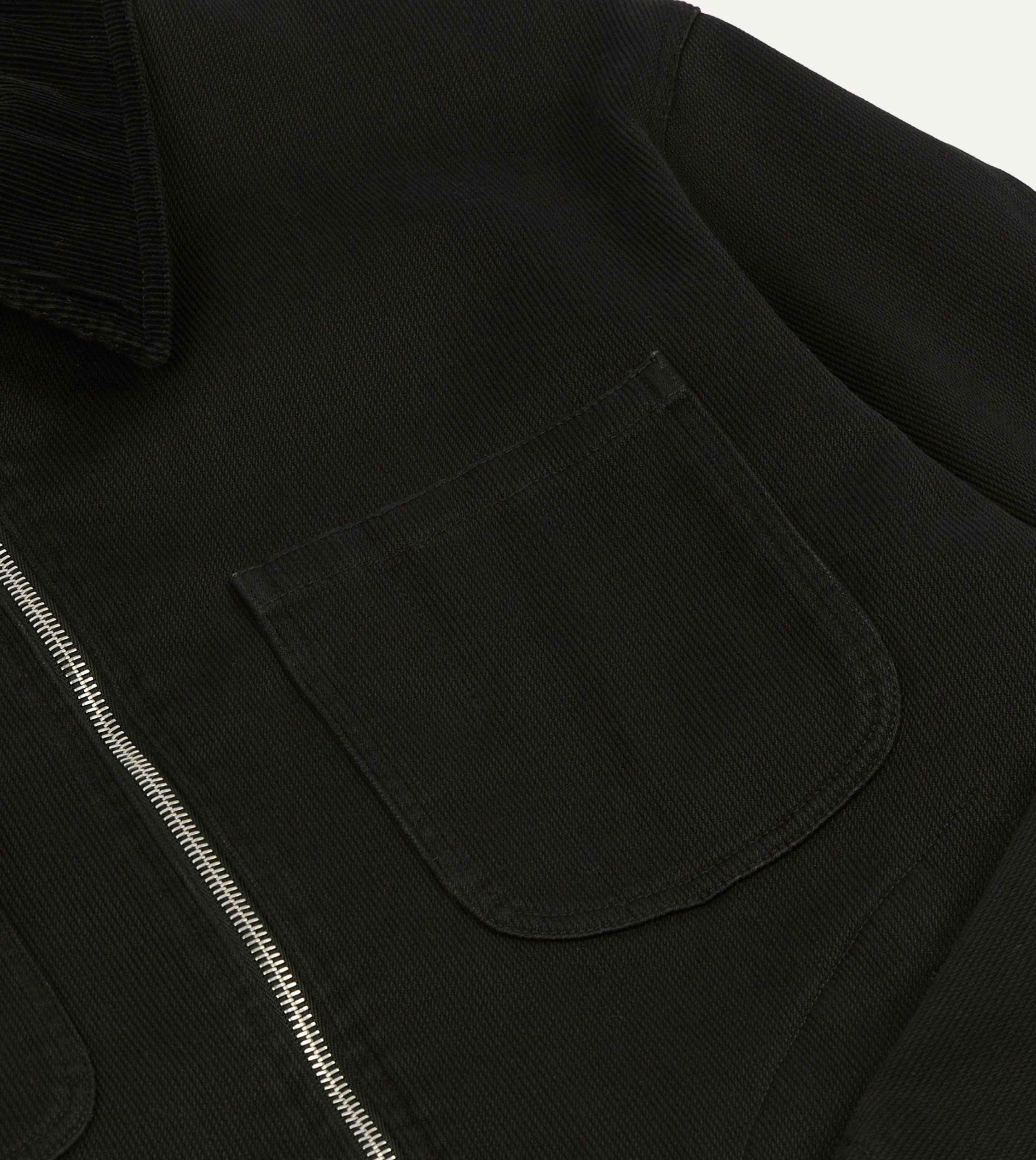 Drake's by A. Levine Black Cotton Trucker Jacket - Image 4