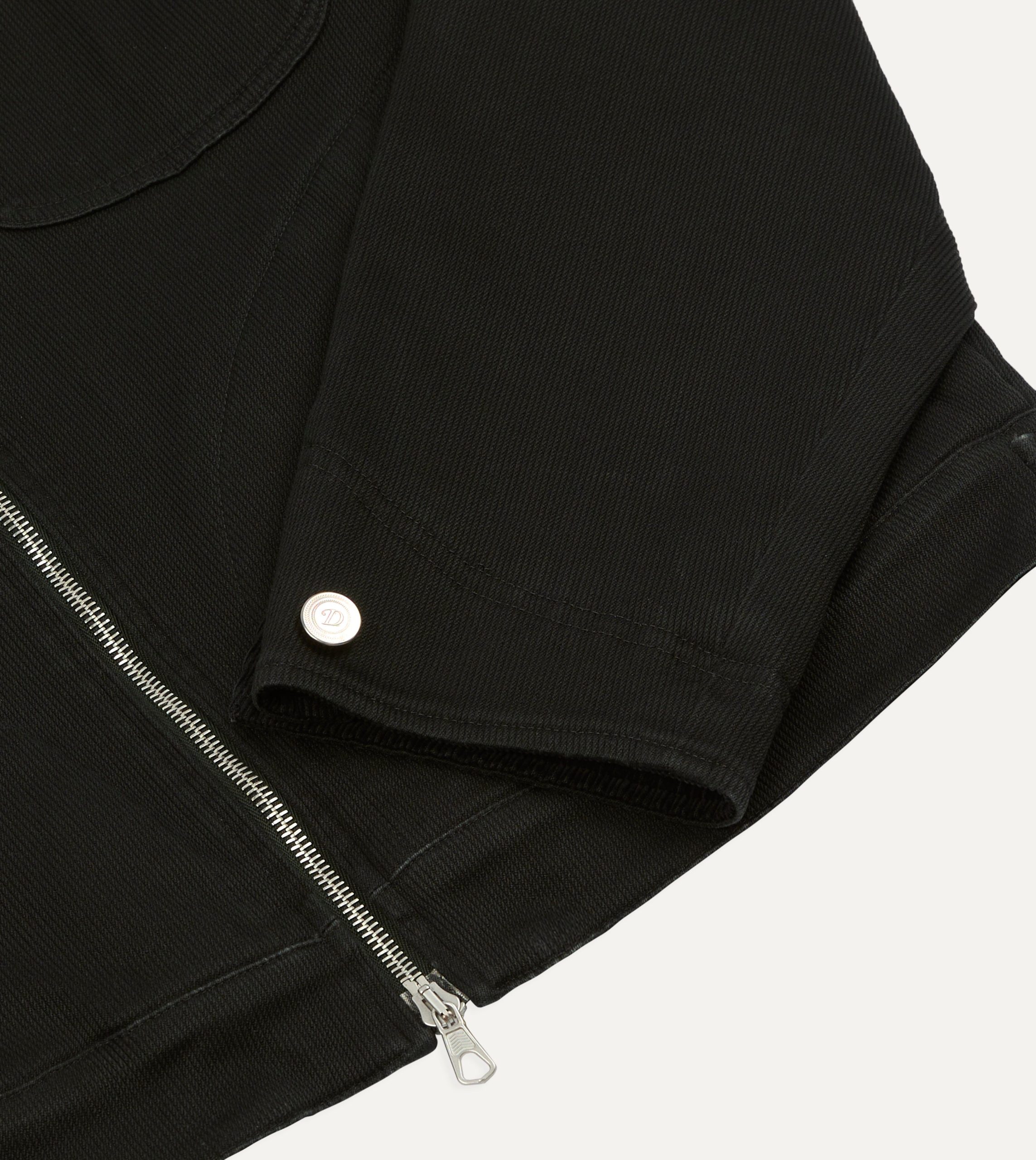 Drake's by A. Levine Black Cotton Trucker Jacket - Image 5