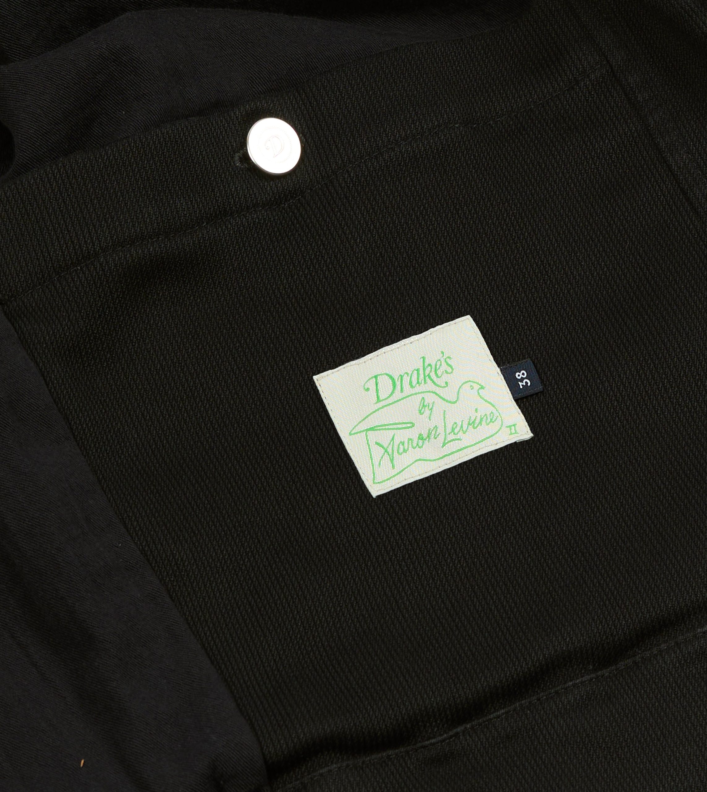 Drake's by A. Levine Black Cotton Trucker Jacket - Image 7