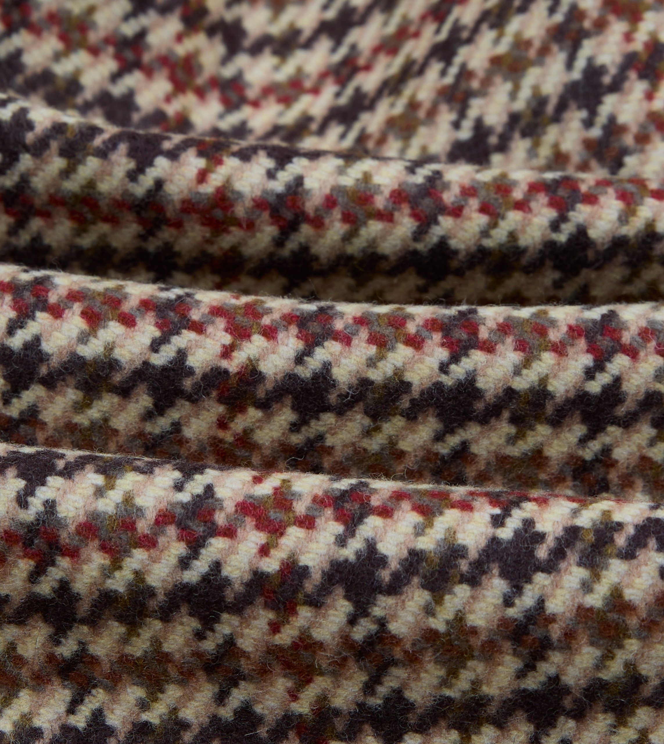 Brown Houndstooth Check Wool Raglan Coat - Image 2