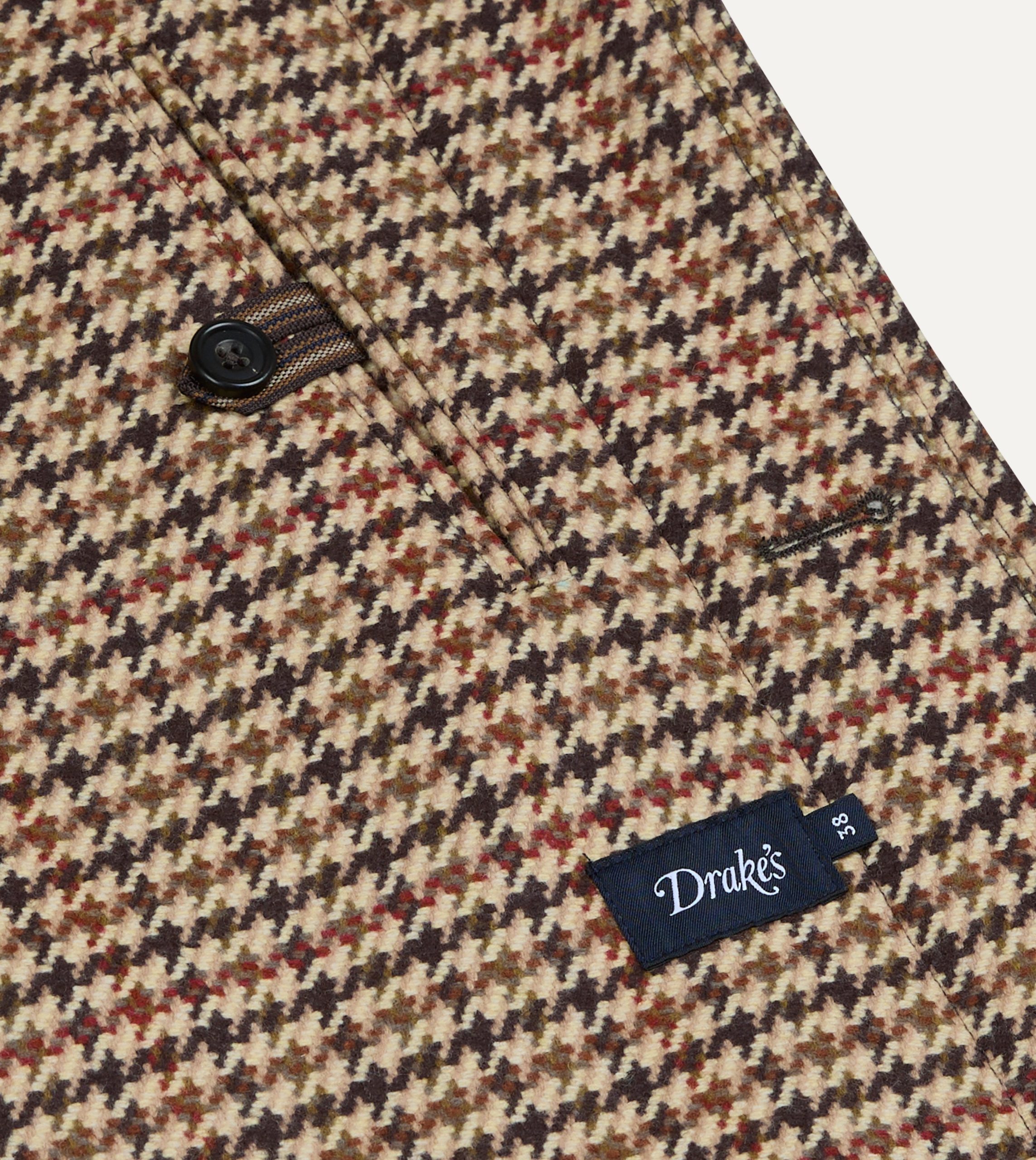 Brown Houndstooth Check Wool Raglan Coat - Image 6