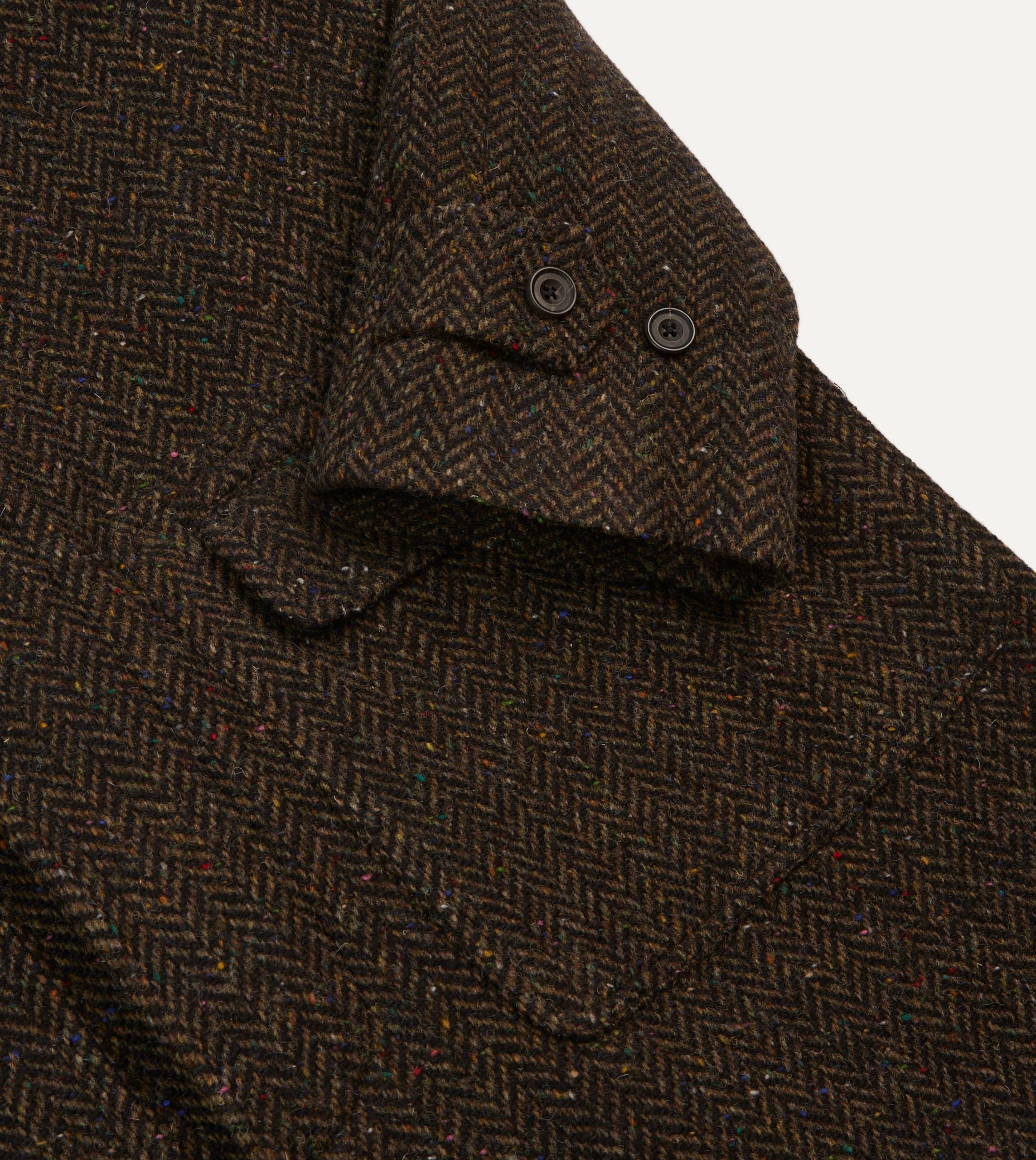 Brown Herringbone Wool Raglan Coat - Image 4
