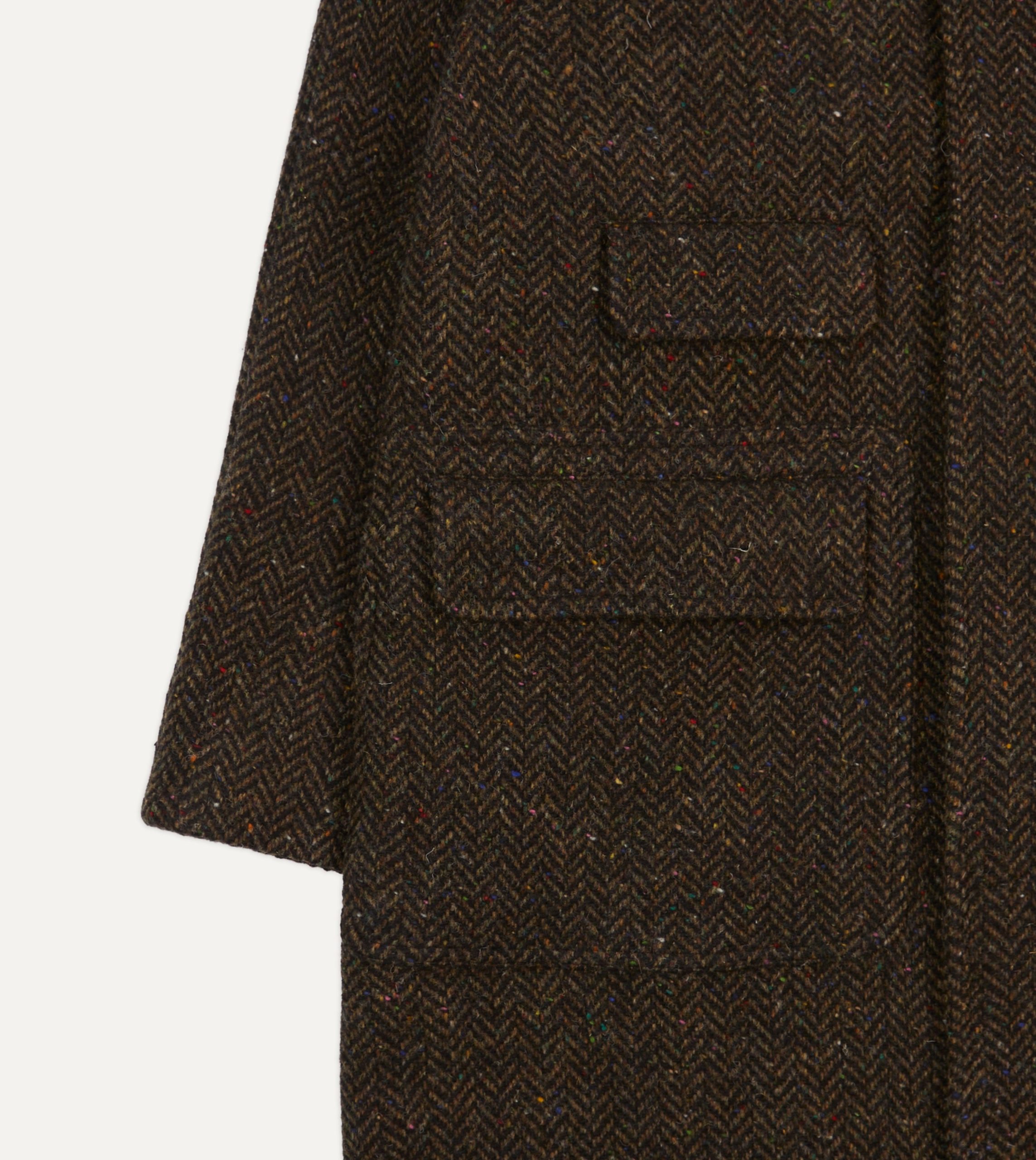 Brown Herringbone Wool Raglan Coat - Image 5