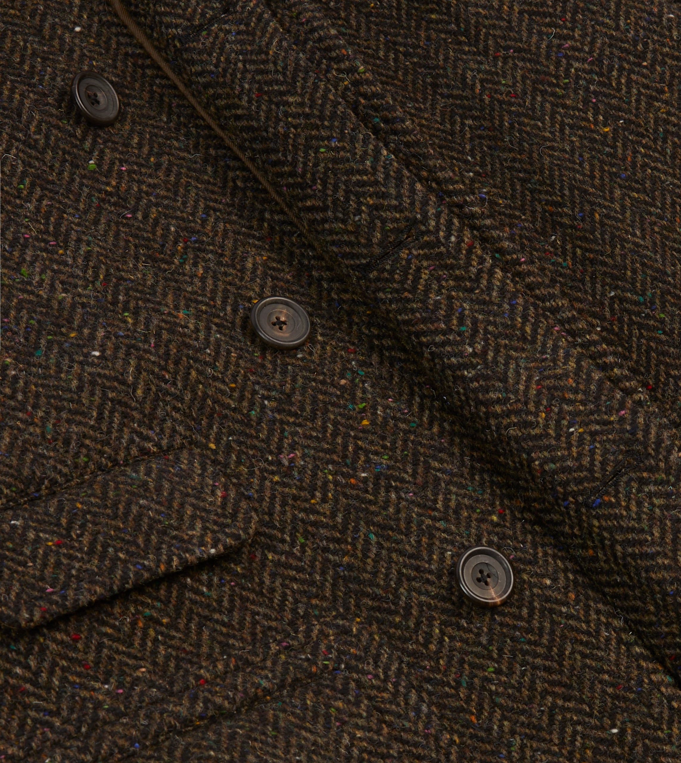 Brown Herringbone Wool Raglan Coat - Image 6