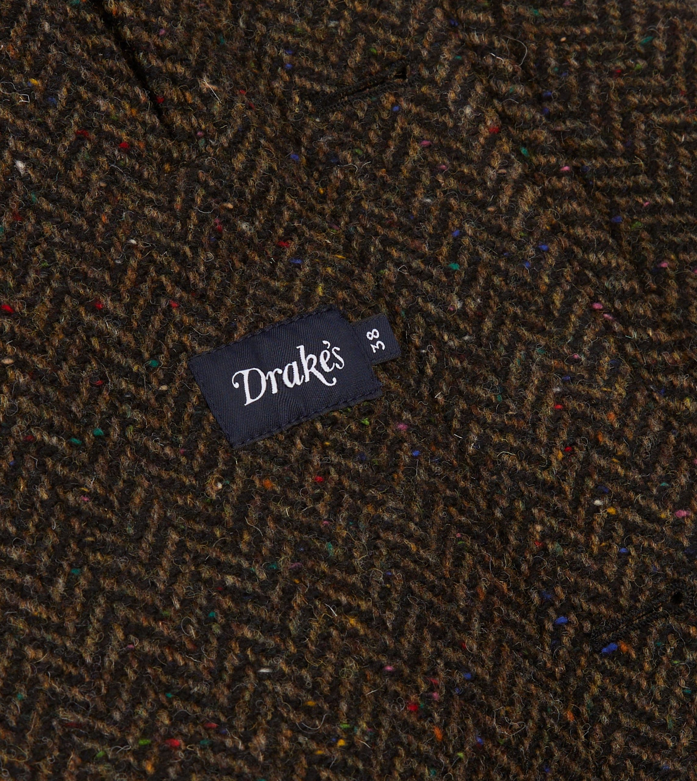 Brown Herringbone Wool Raglan Coat - Image 8