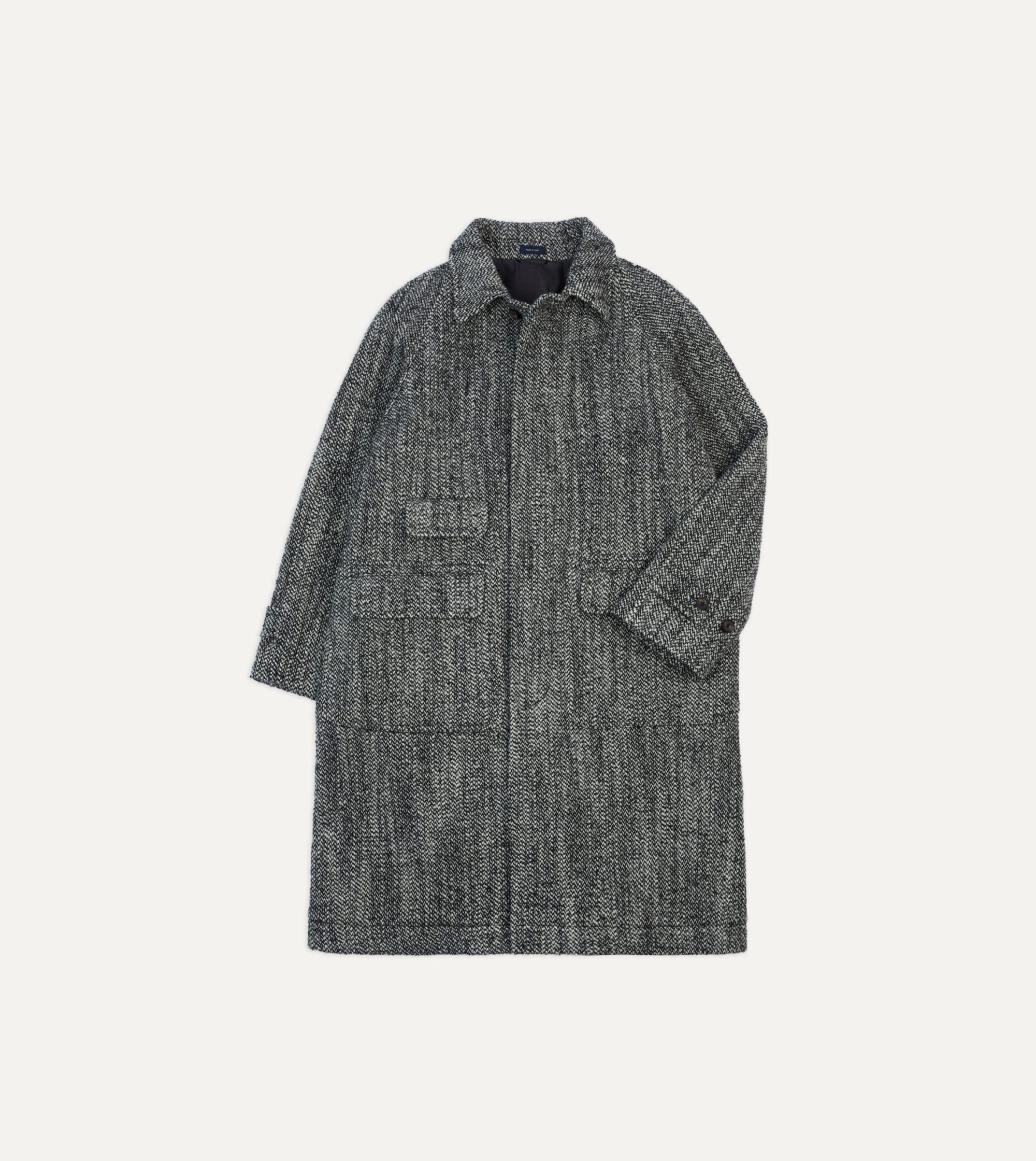 Salt and Pepper Wool Raglan Coat