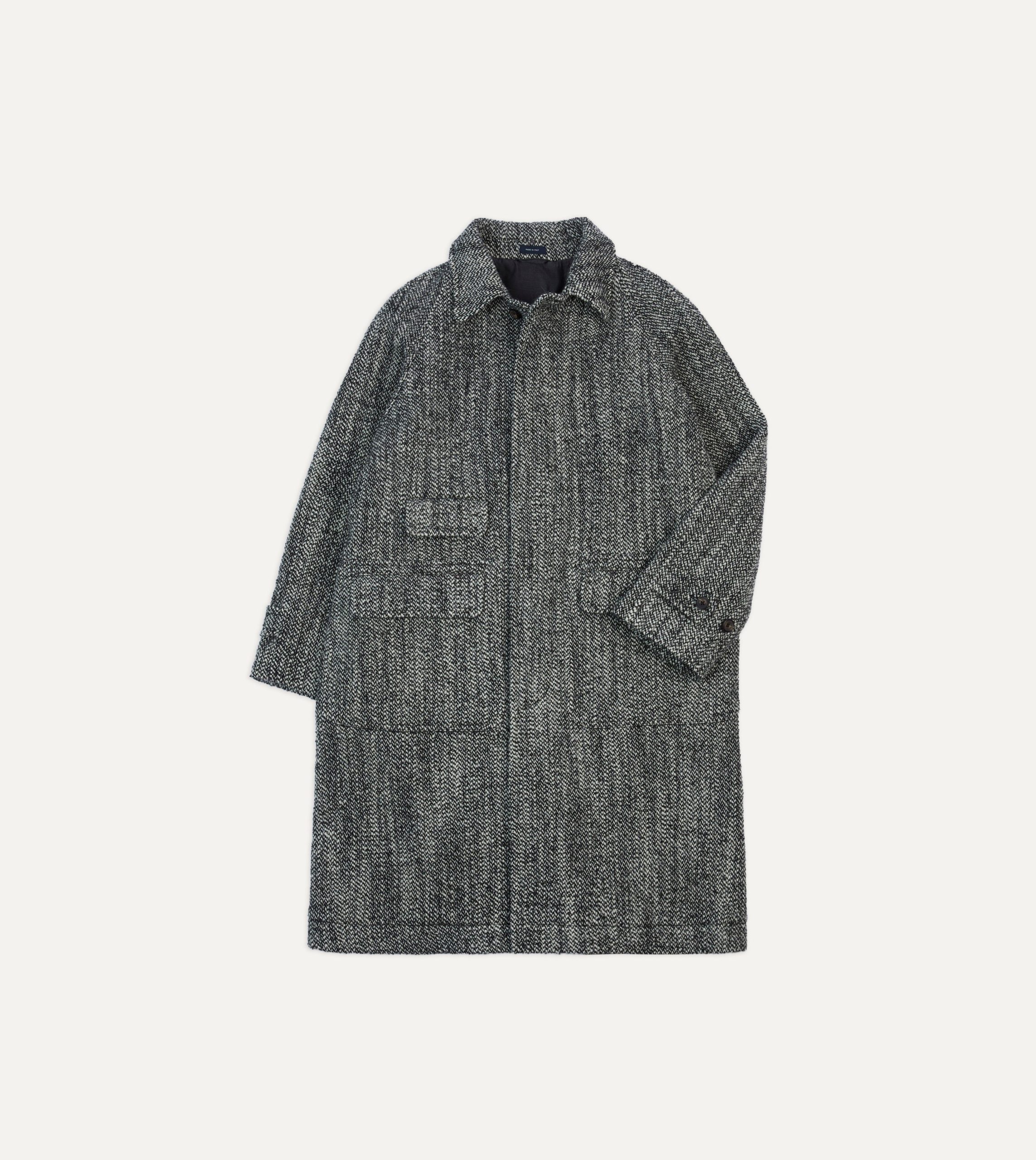 Salt and Pepper Wool Raglan Coat