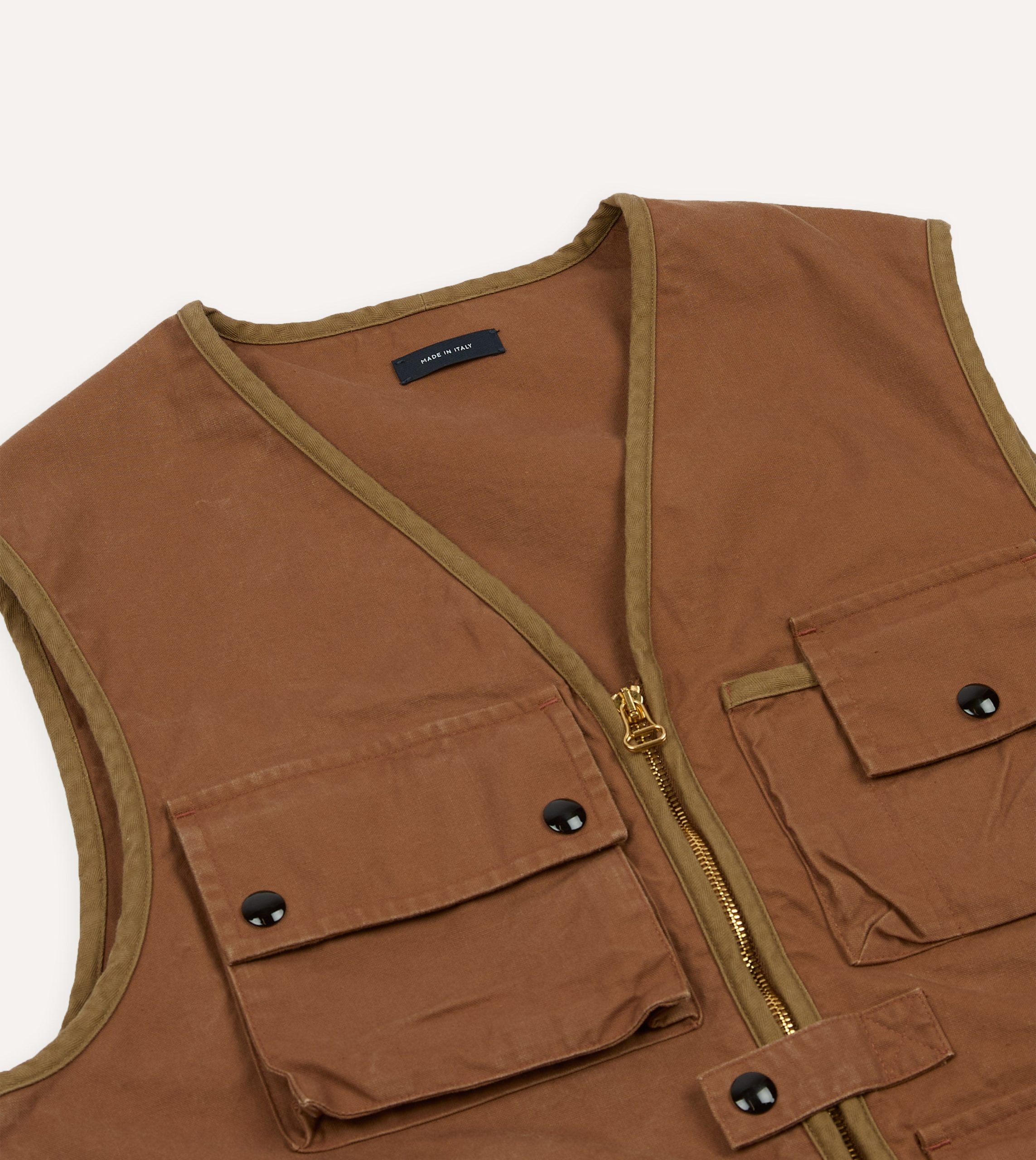Rust Cotton Urban Safari Vest - Image 3