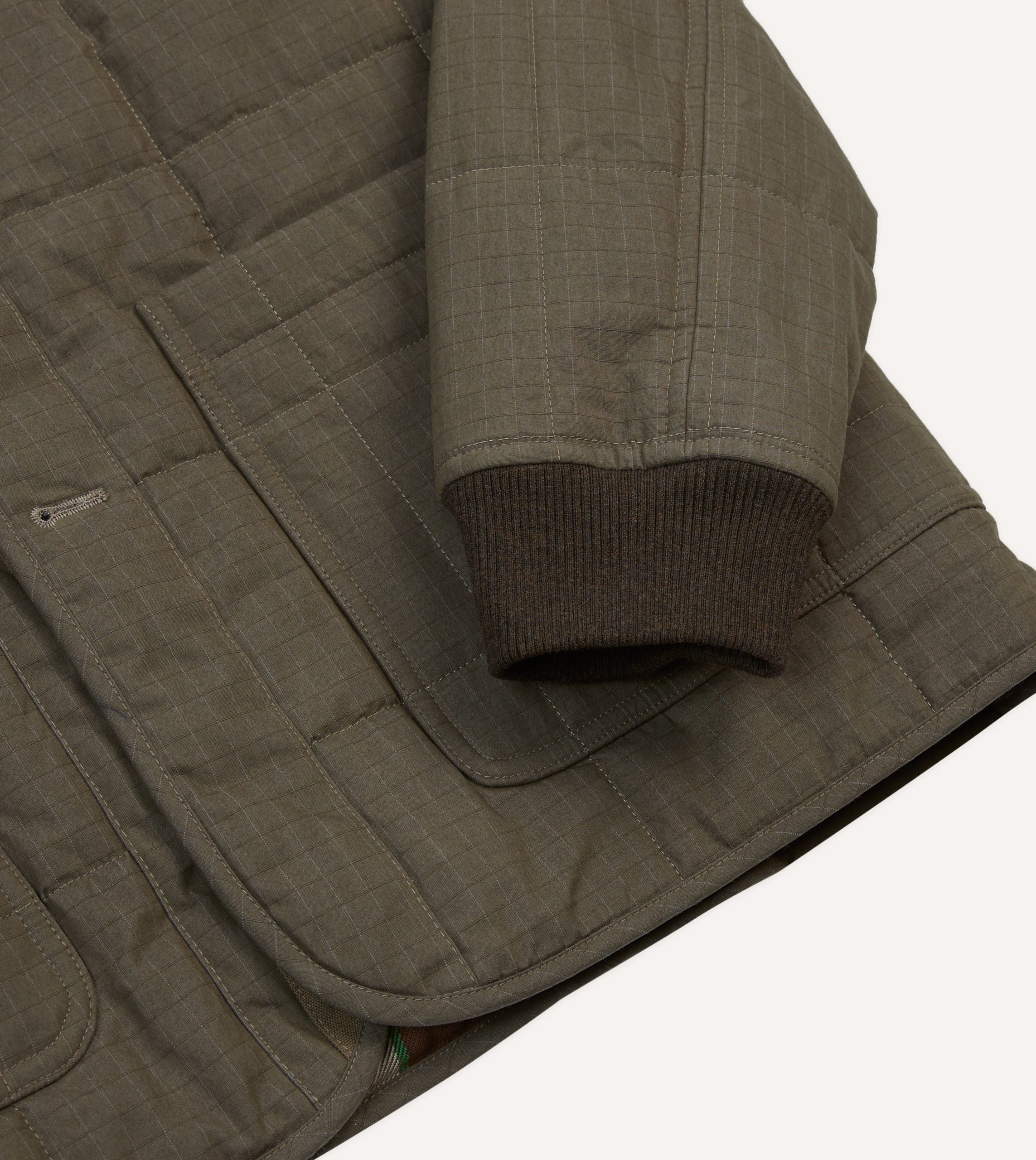 Olive Ripstop Quilted Chore Jacket - Image 5