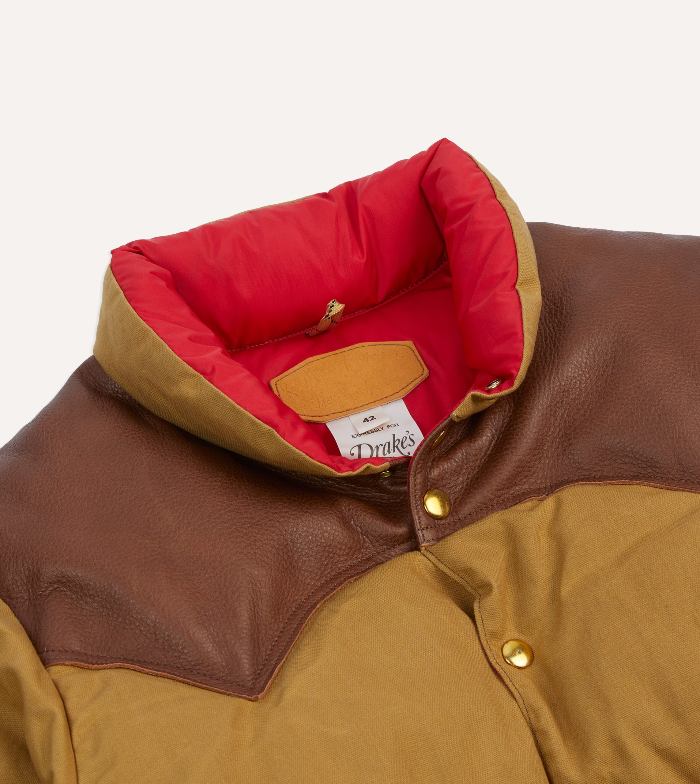 Rocky Mountain Featherbed for Drake's Tan Cotton Duck Canvas Christy Down Jacket - Image 3