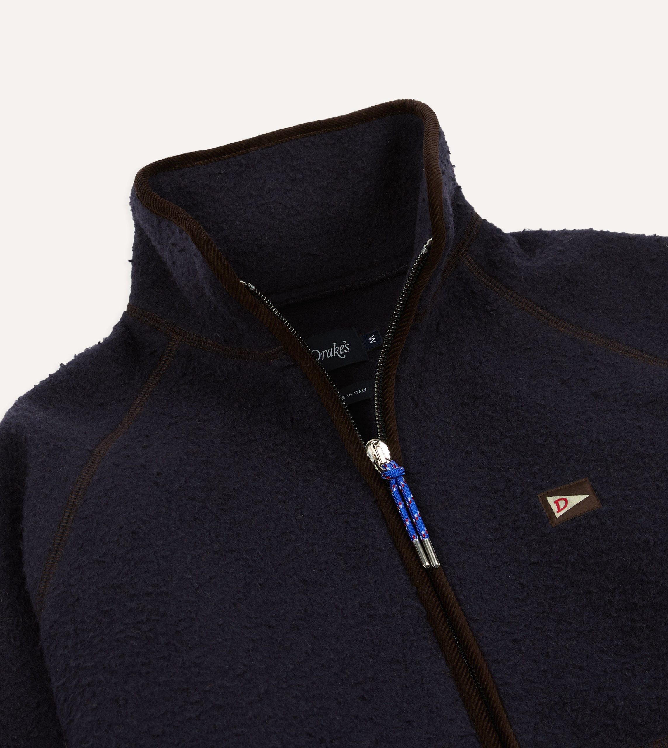 Navy Casentino Wool Half-Zip Pullover Fleece - Image 3