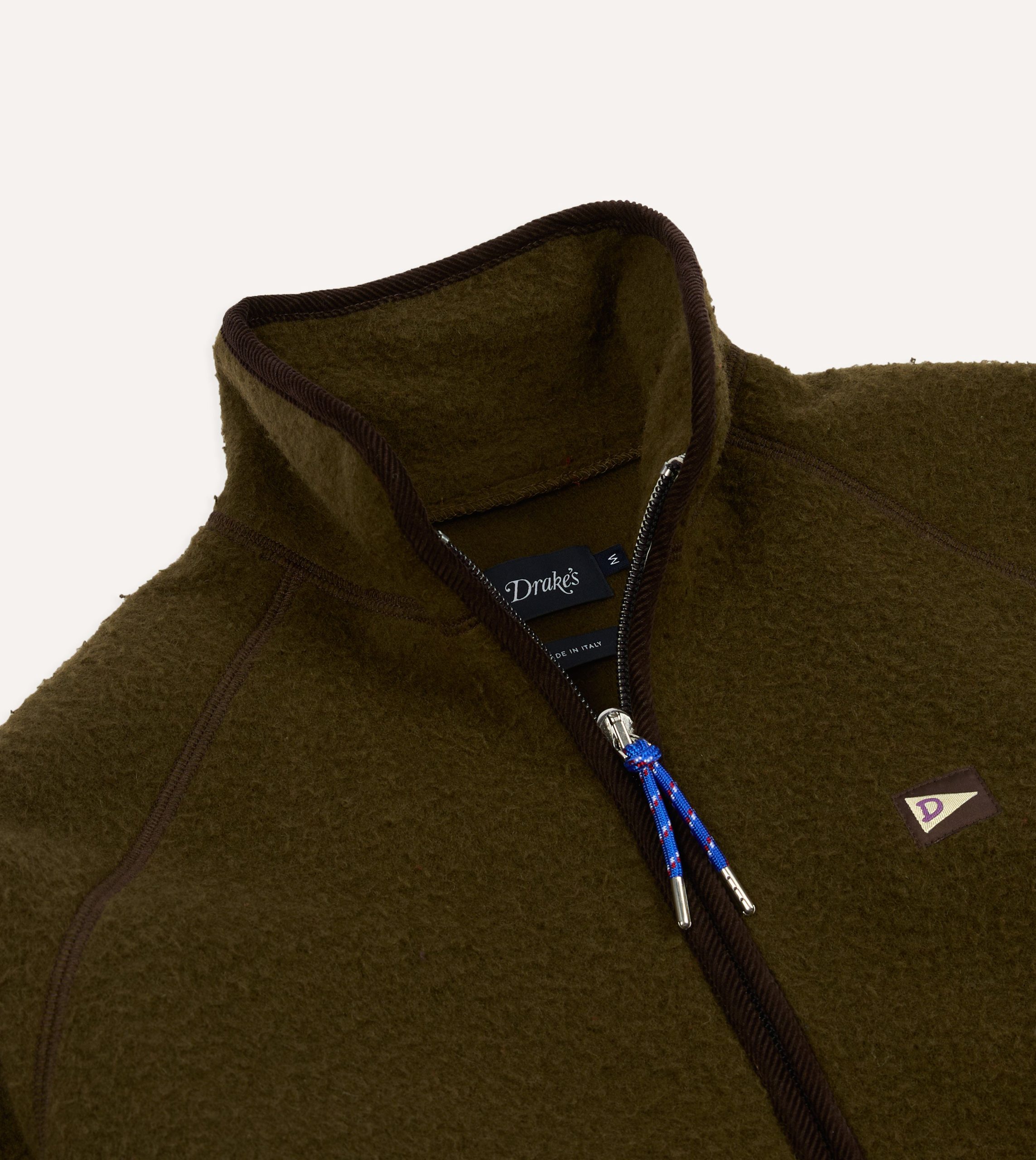 Olive Casentino Wool Half-Zip Pullover Fleece - Image 3