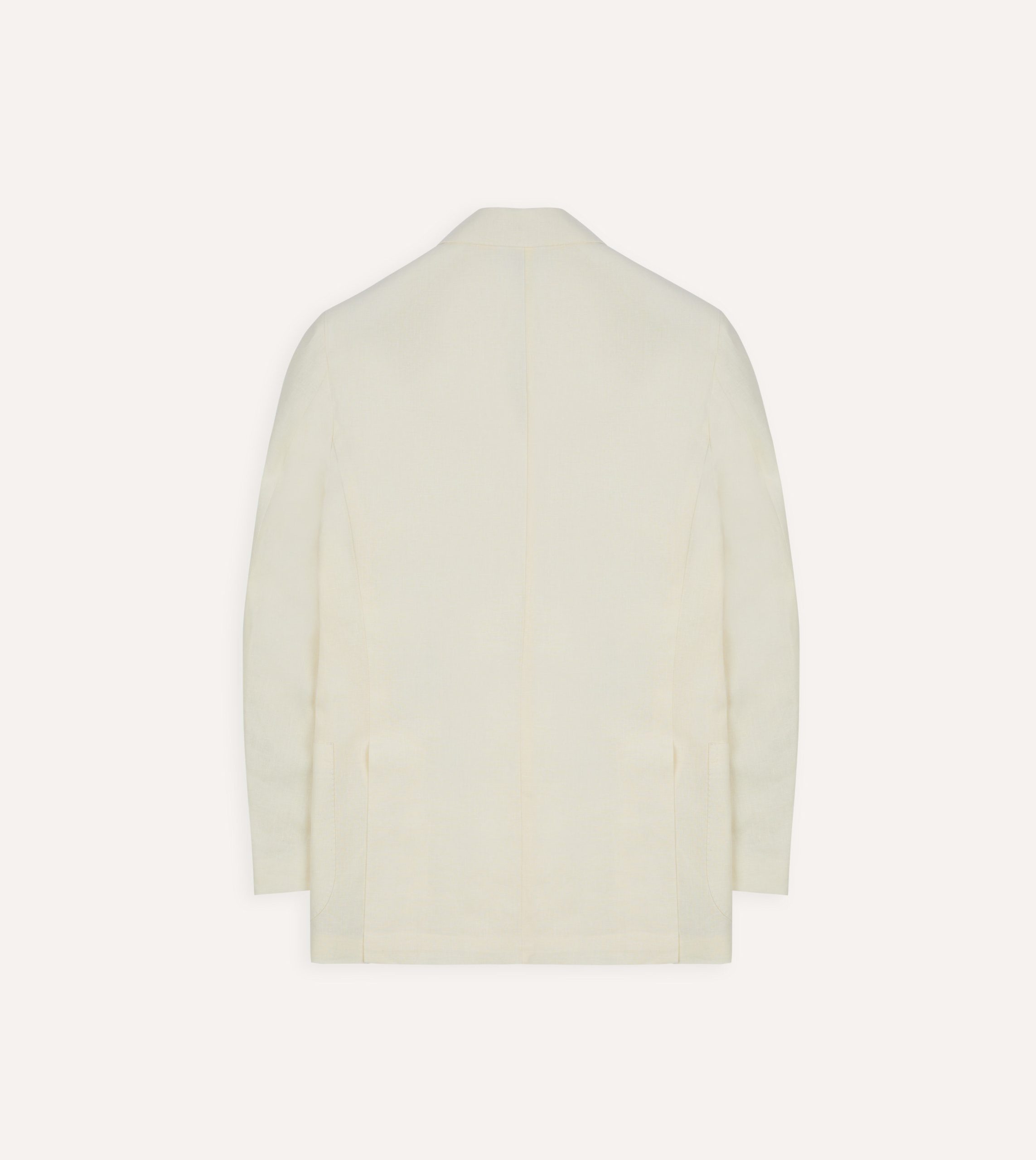 Ecru Linen Double-Breasted Tailored Jacket - Image 8