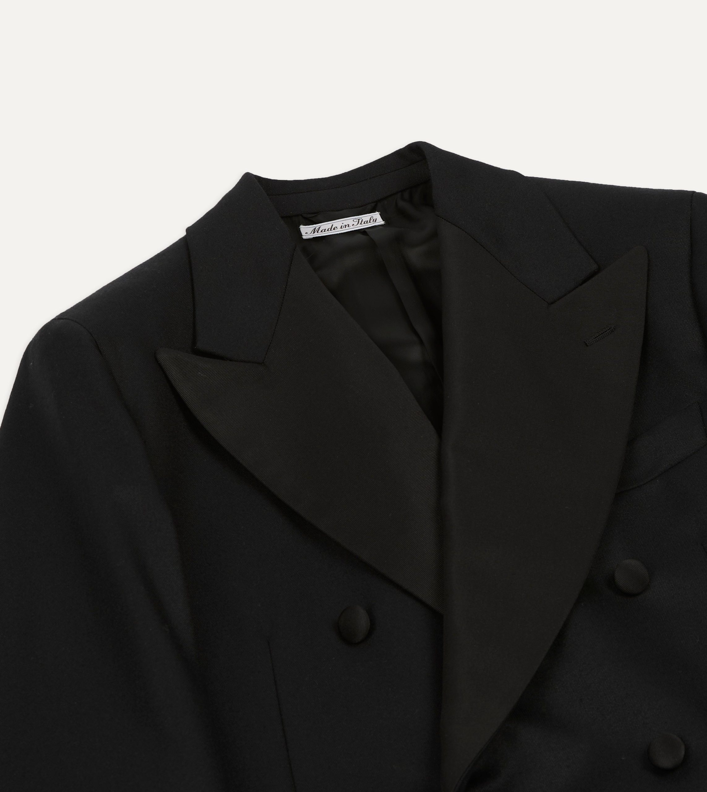 Black Barathea Wool Double-Breasted Dinner Jacket - Image 3