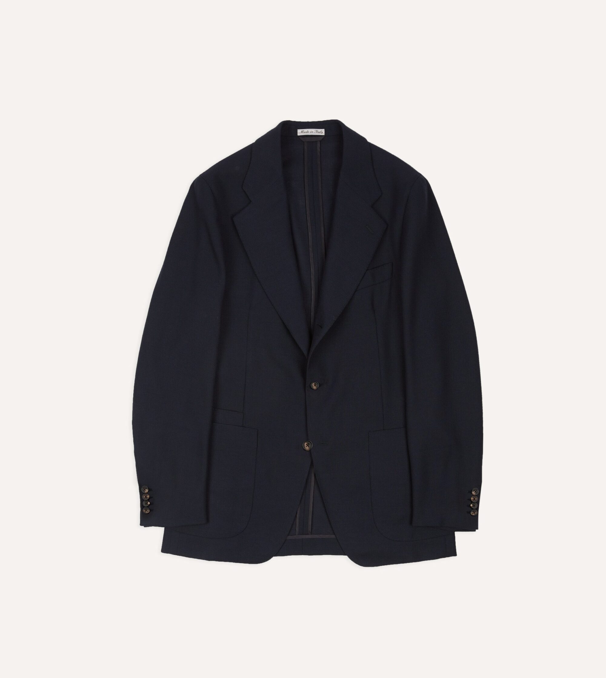 Navy Wool Open Weave Travel Blazer