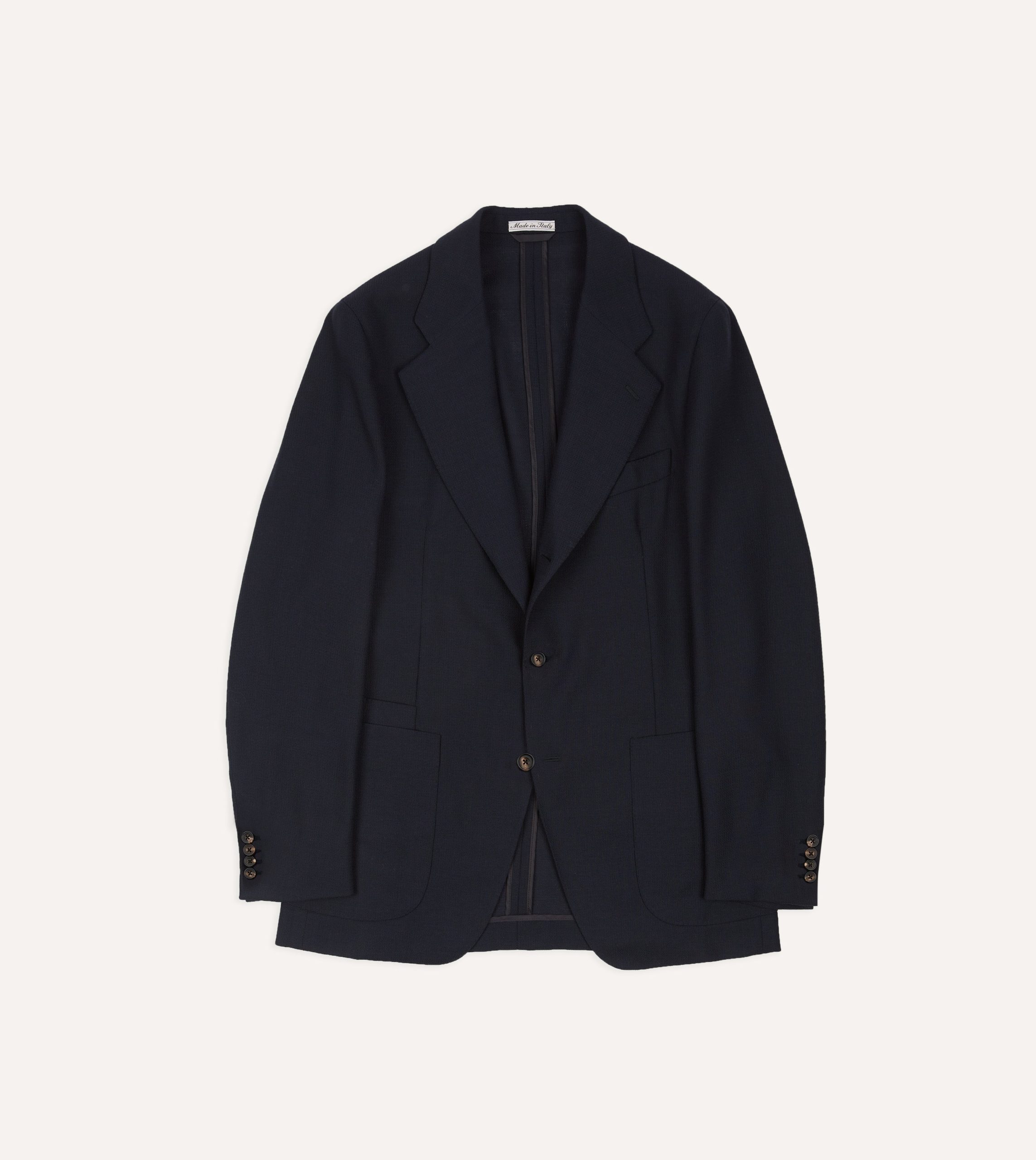 Navy Wool Open Weave Travel Blazer