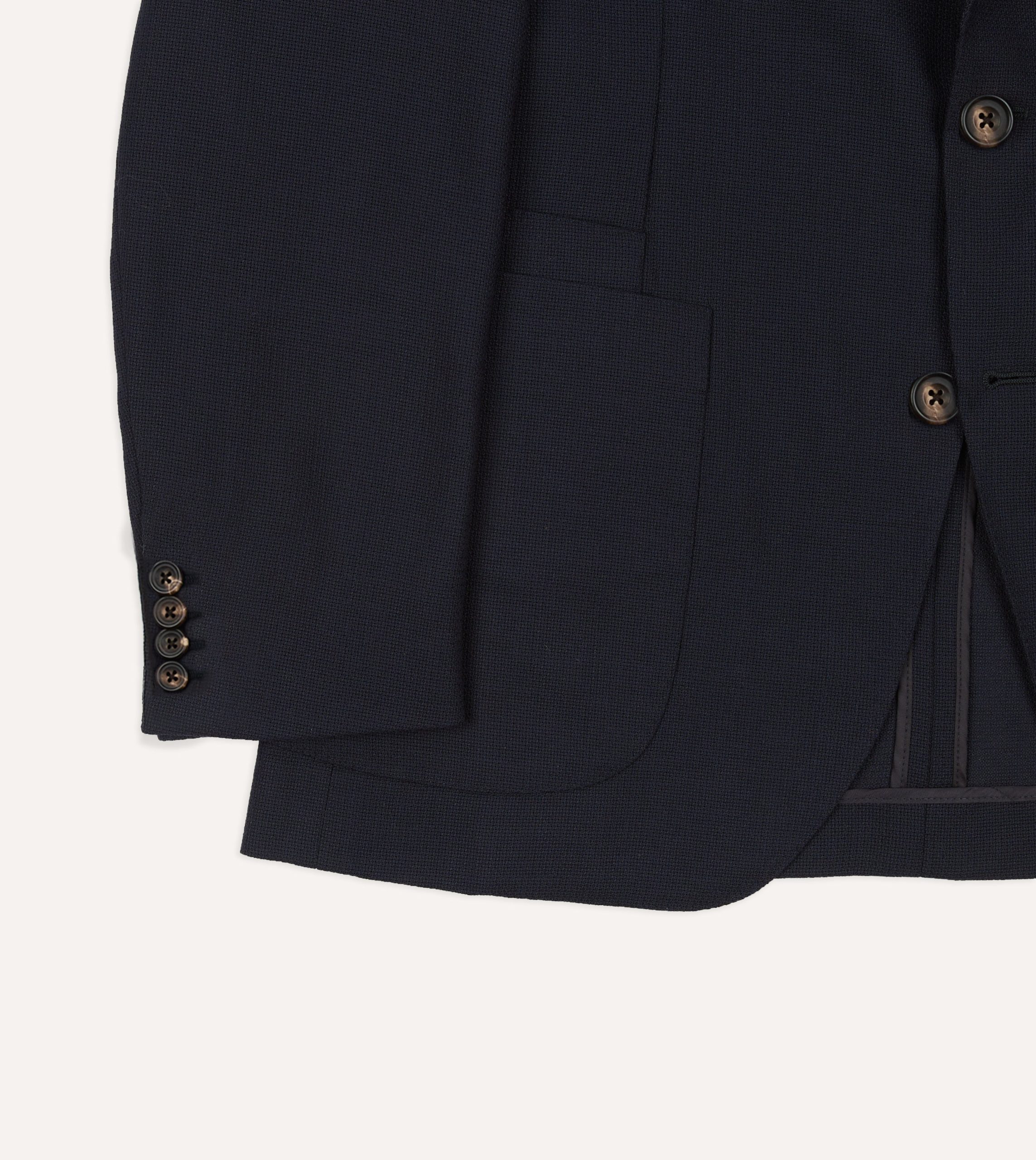 Navy Wool Open Weave Travel Blazer - Image 6