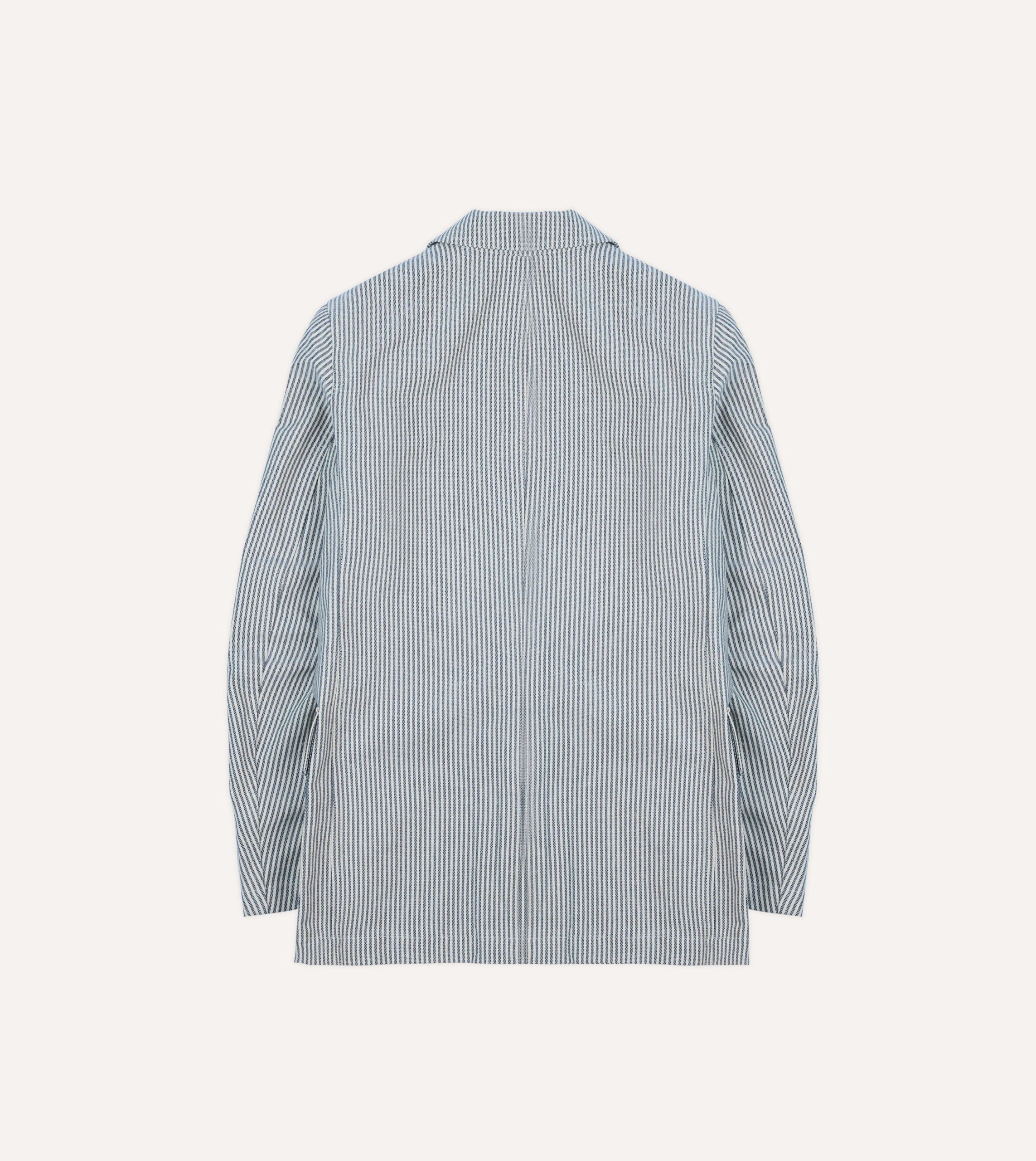 Navy Ticking Stripe Cotton Linen Games Blazer Mk. I - Image 8