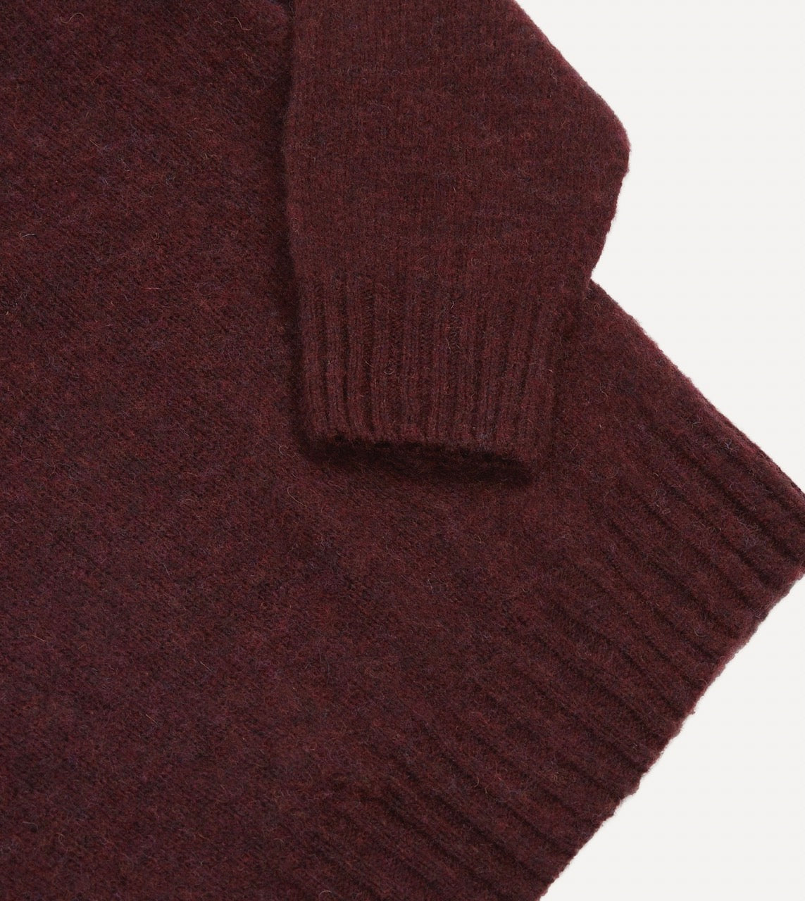 Burgundy Brushed Shetland Crew Neck Jumper - Image 4