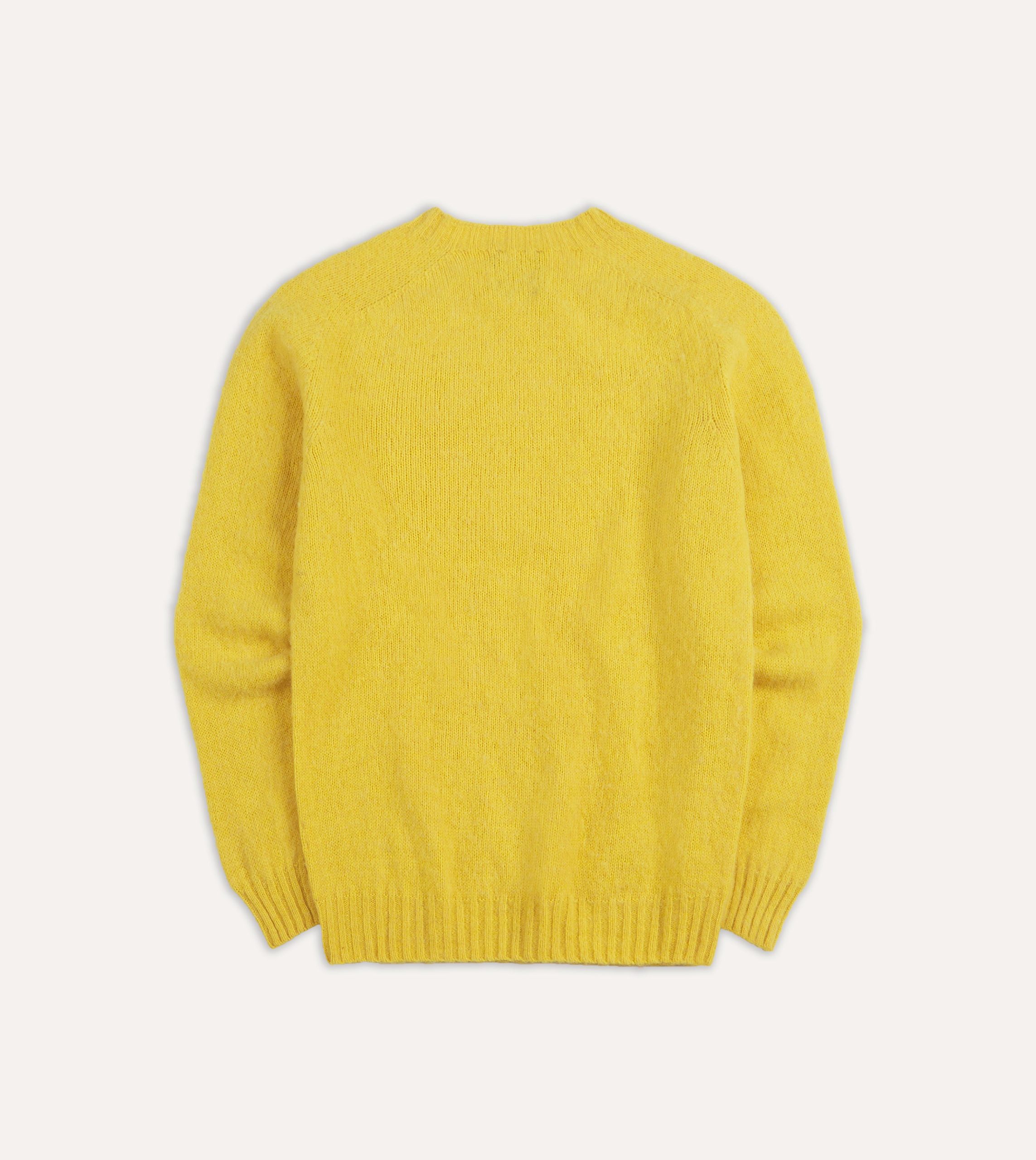 Canary Yellow Brushed Shetland Crew Neck Jumper - Image 4
