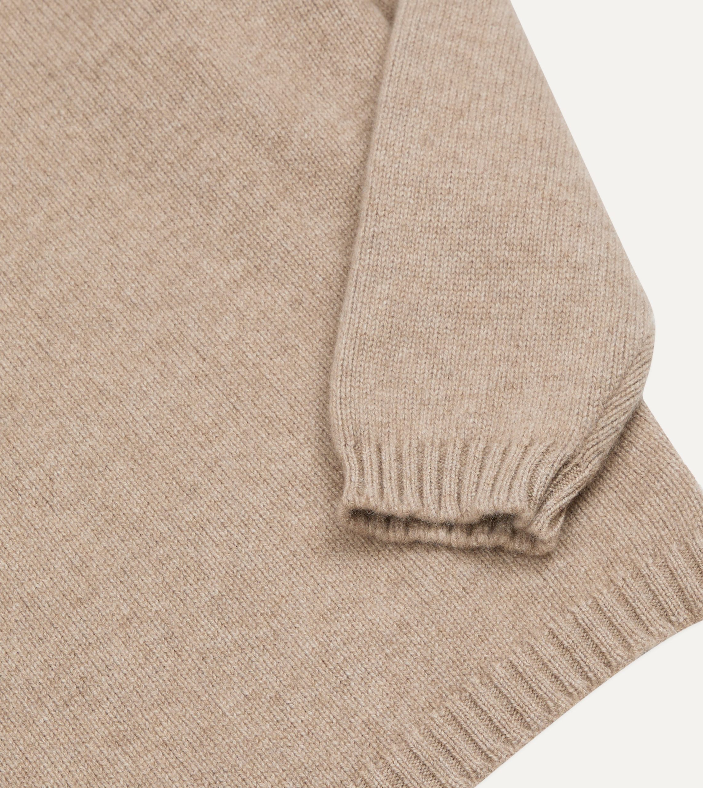 Oatmeal Cashmere Crew Neck Jumper - Image 4