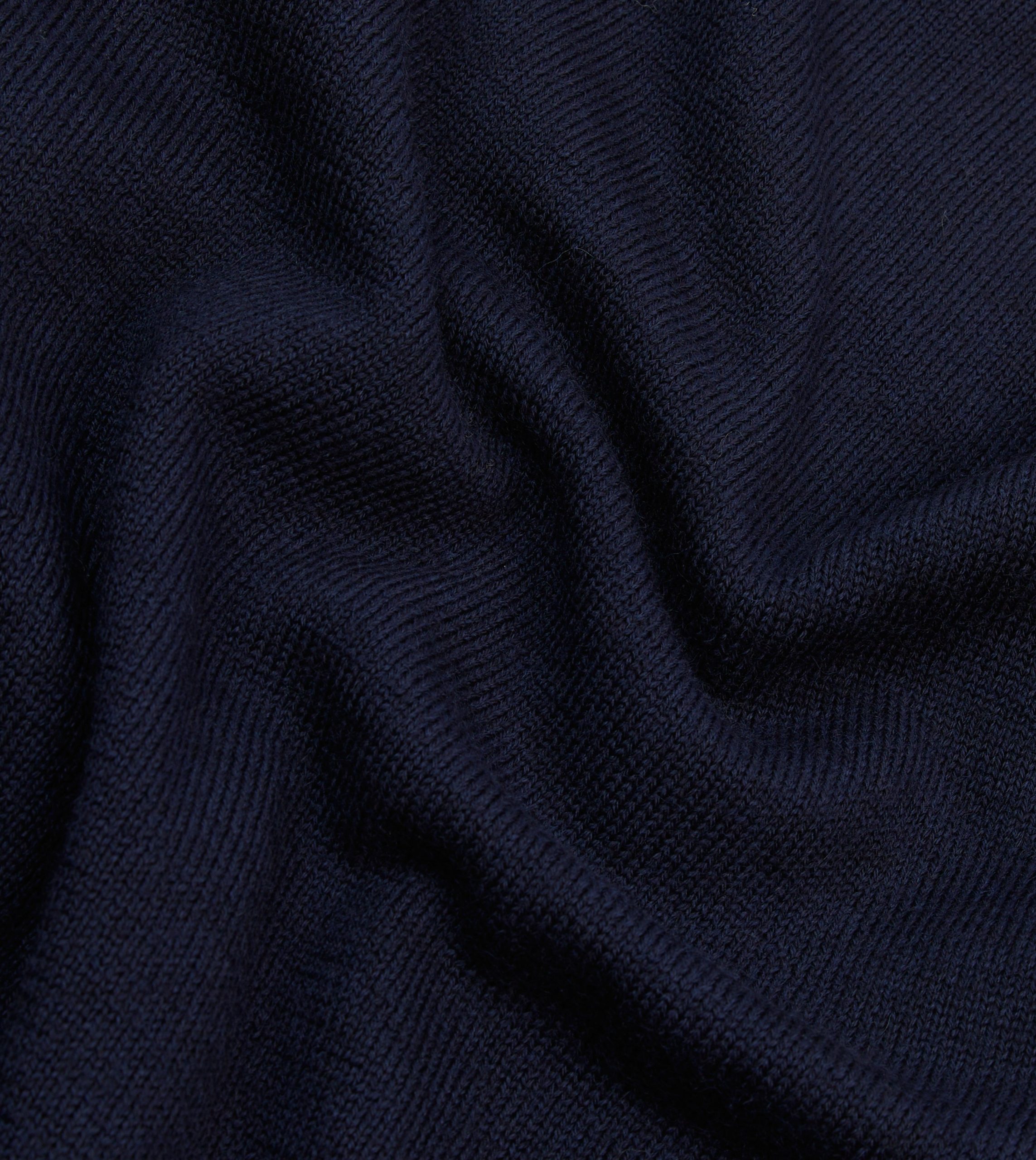Navy Wool Mock Neck Jumper - Image 2