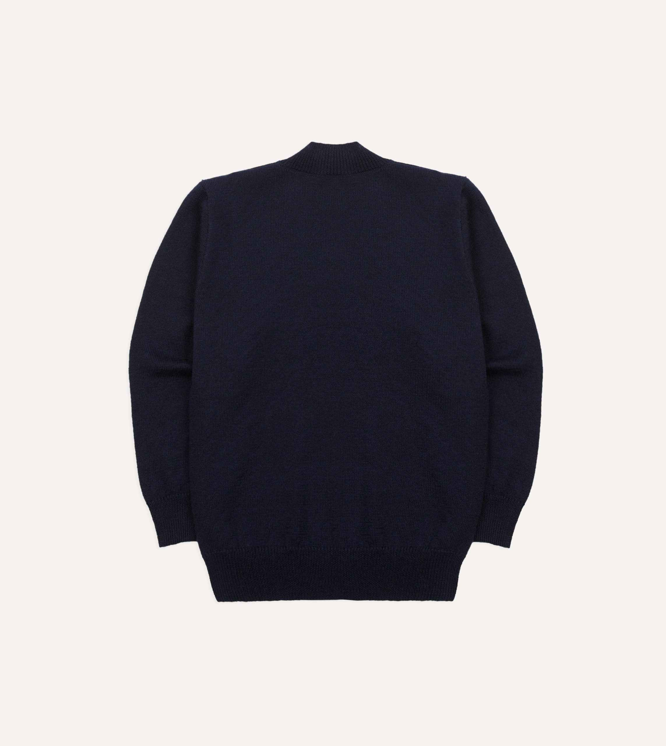 Navy Wool Mock Neck Jumper - Image 5