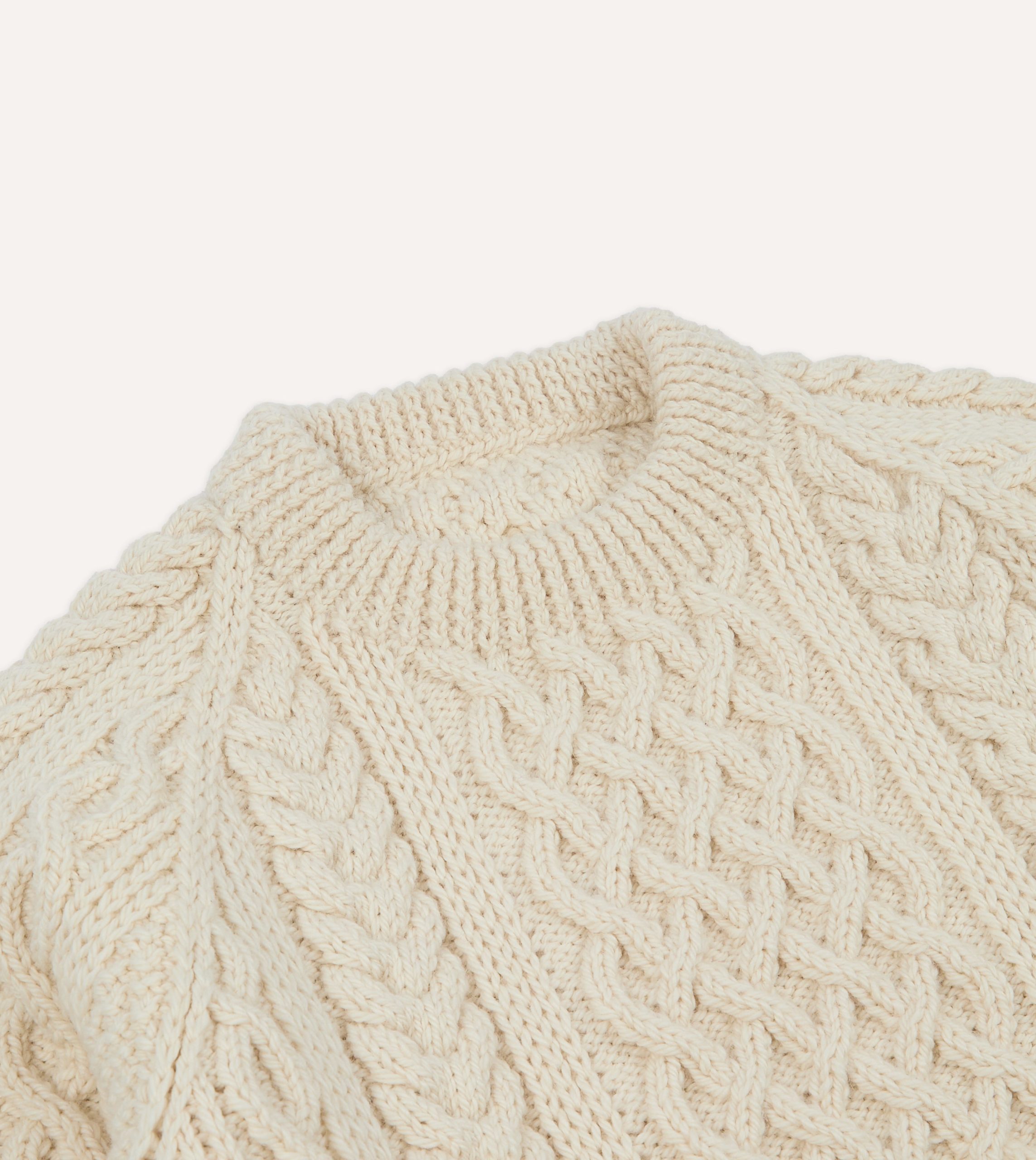 Ecru Wool Aran Jumper - Image 3