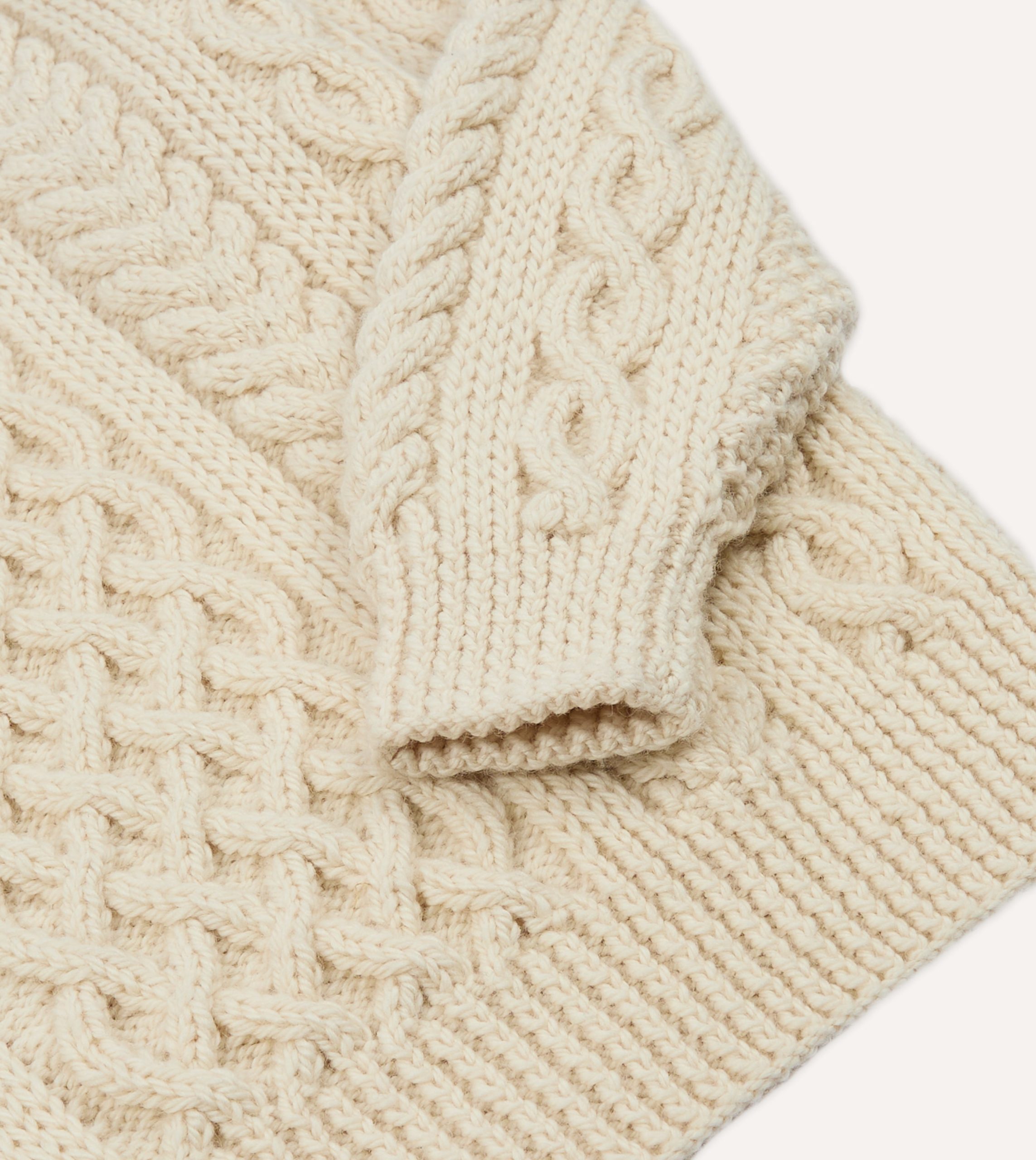 Ecru Wool Aran Jumper - Image 4