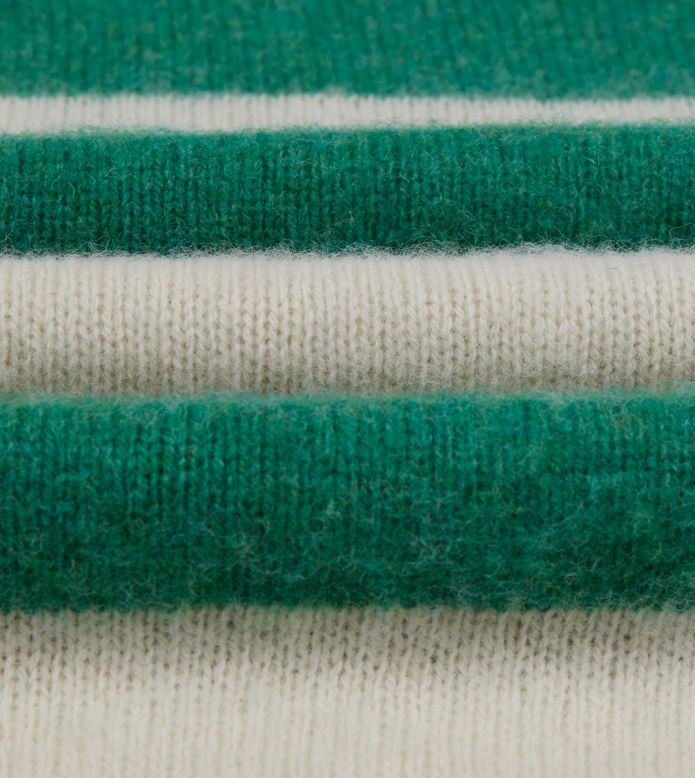 Green and Ecru Stripe Brushed Shetland Crew Neck Jumper - Image 2