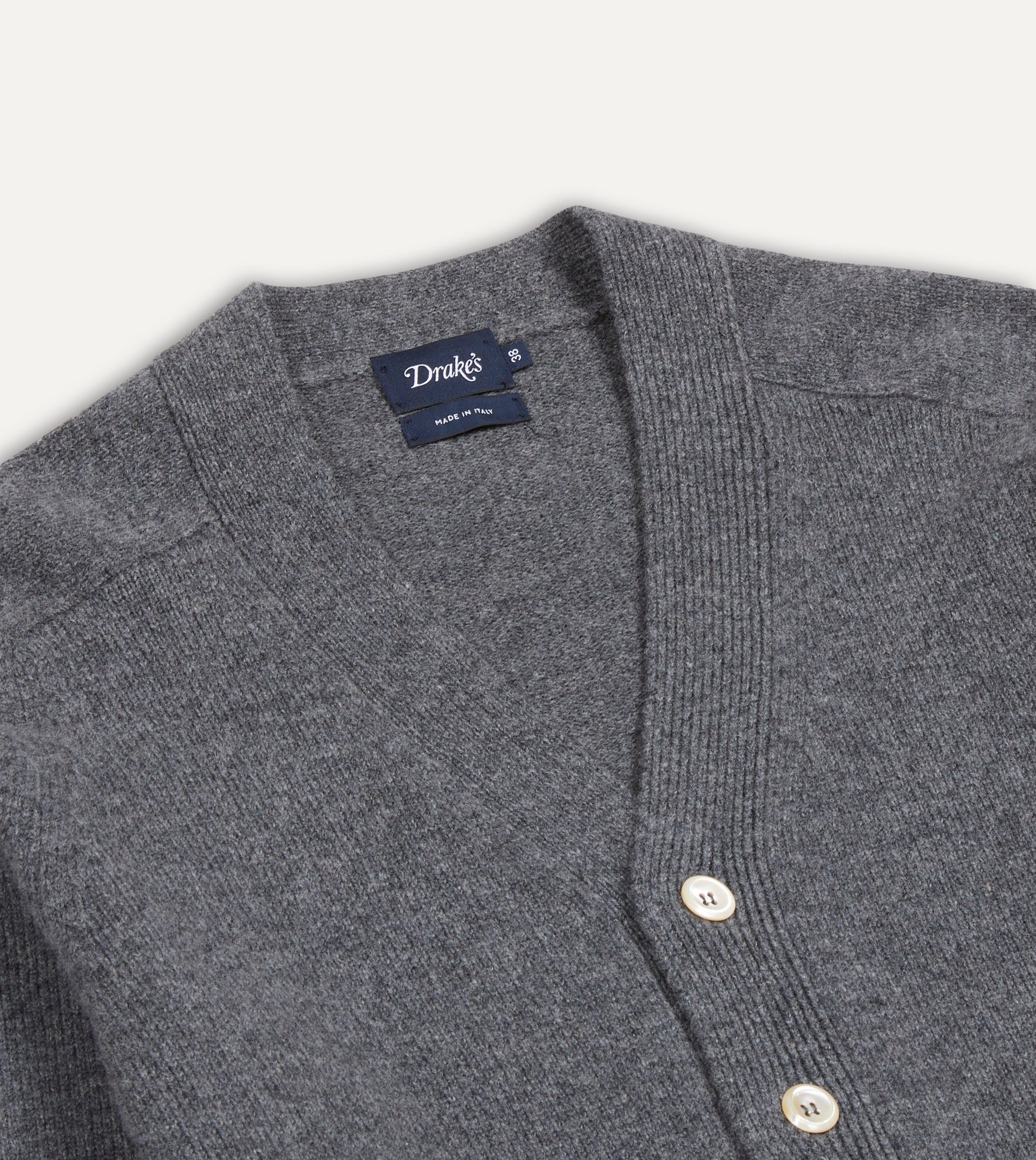 Grey Lambswool 6 Button Cardigan - Image 3