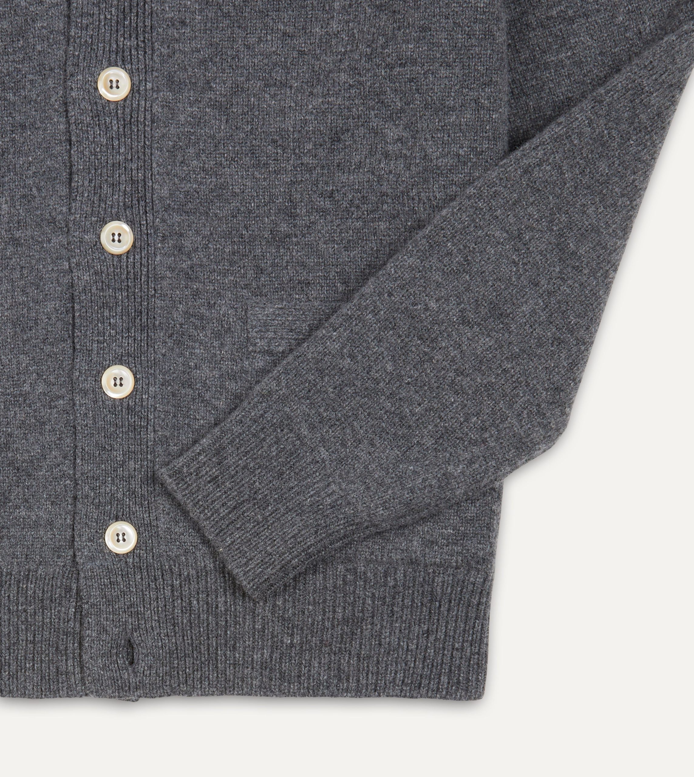 Grey Lambswool 6 Button Cardigan - Image 5