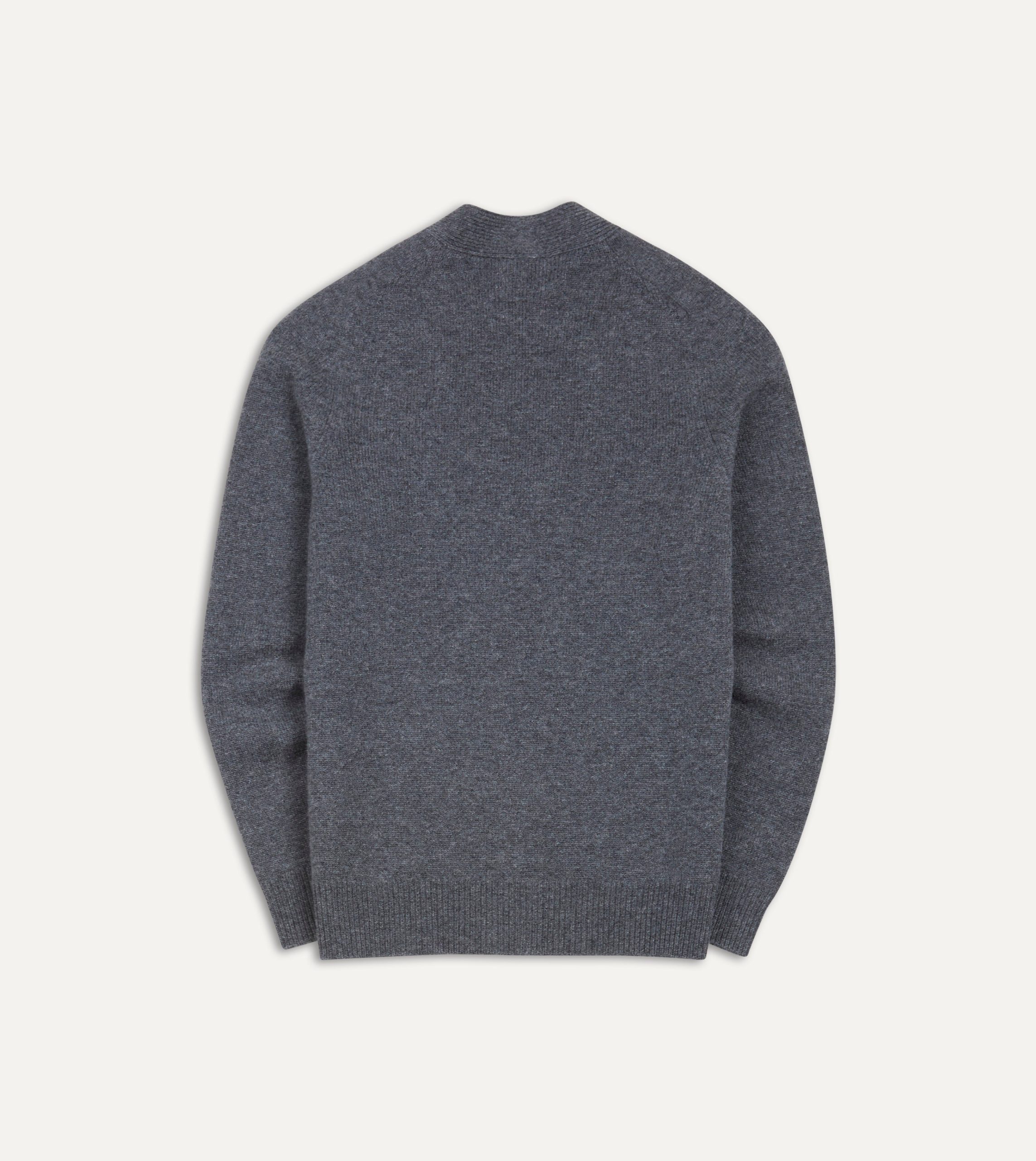 Grey Lambswool 6 Button Cardigan - Image 4