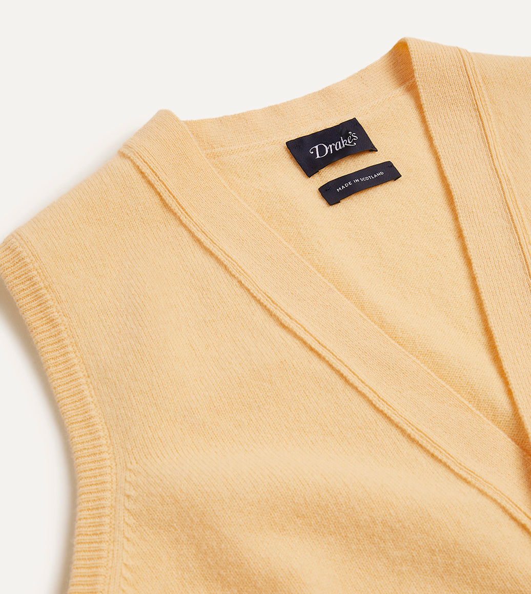 Yellow Lambswool Sleeveless Cardigan - Image 3