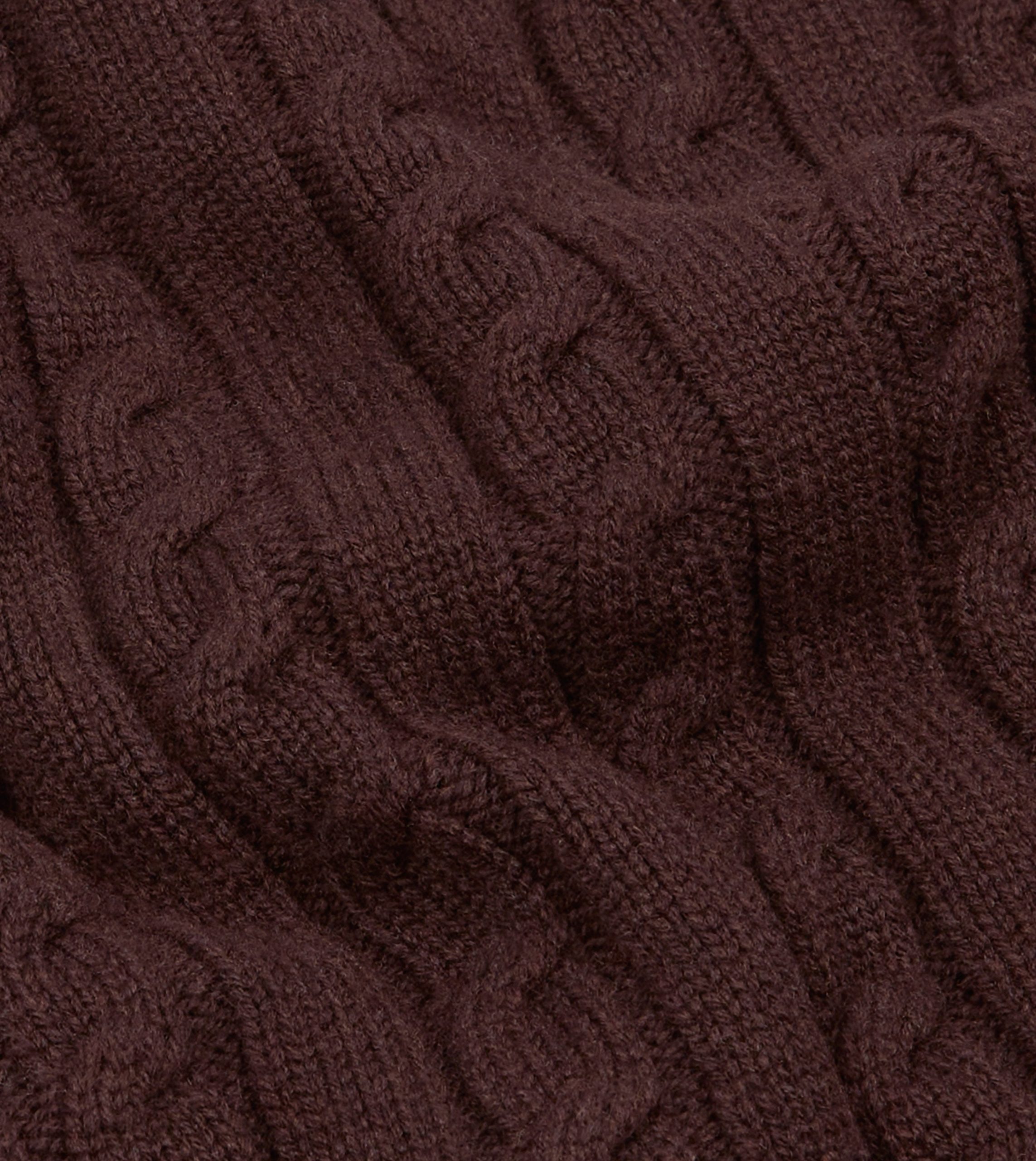 Brown Lambswool 6 Button Cable Knit Cardigan - Image 2