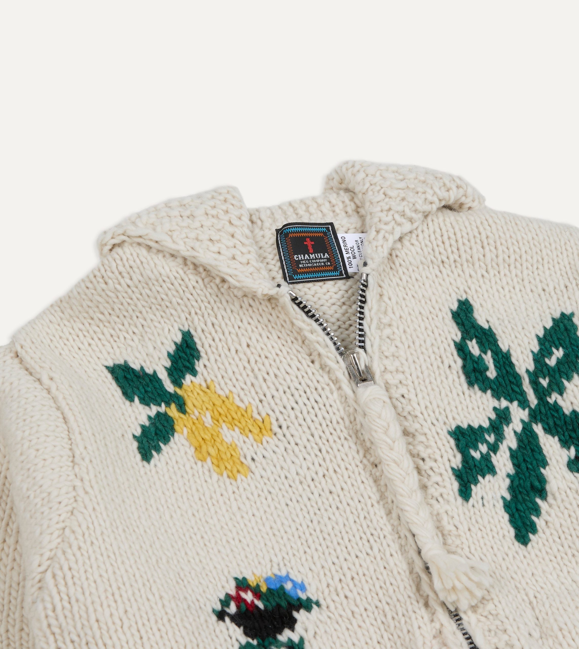 Chamula Ecru Souvenir Paisaje Shawl Collar Cardigan - Image 3