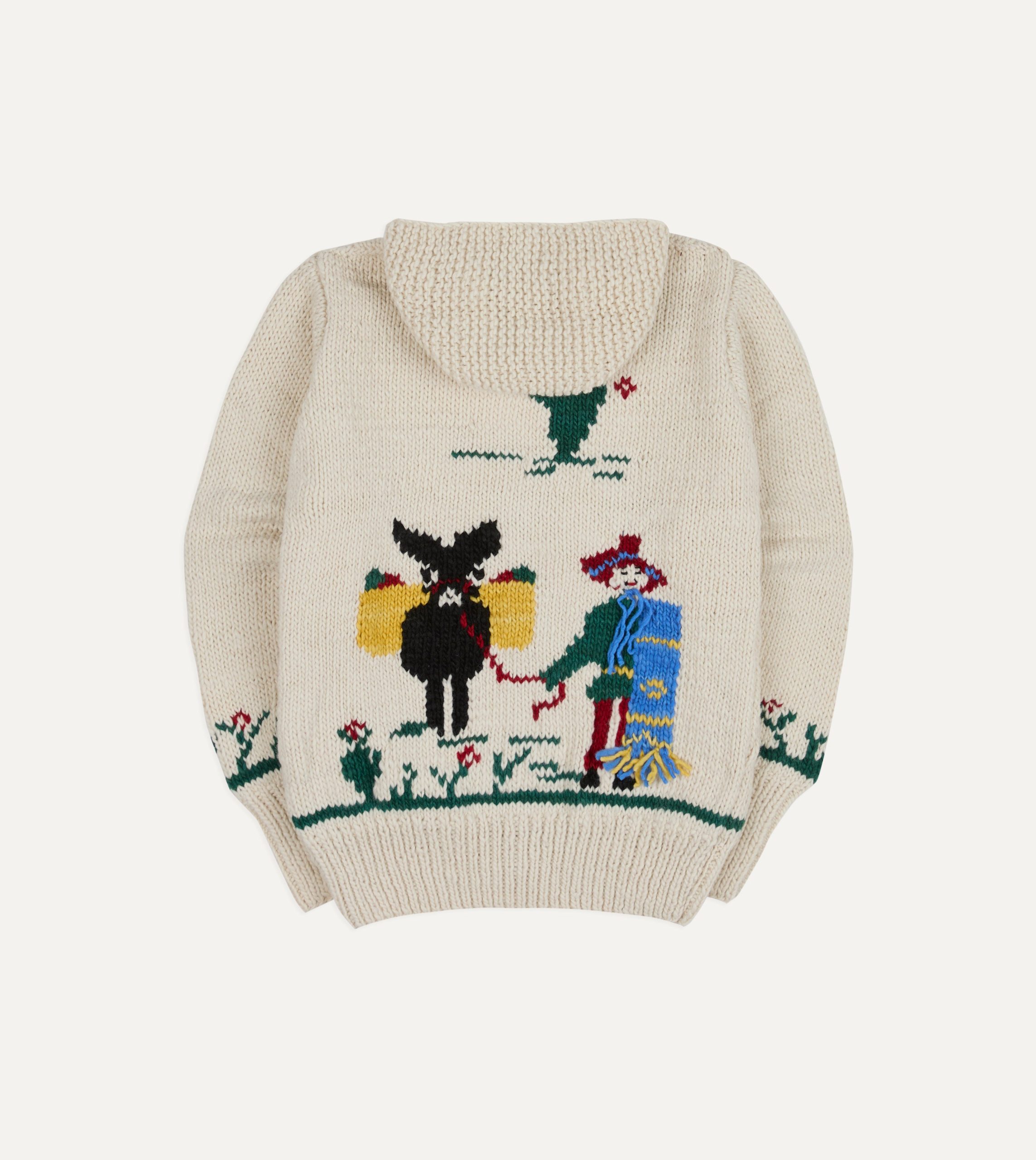Chamula Ecru Souvenir Paisaje Shawl Collar Cardigan - Image 6